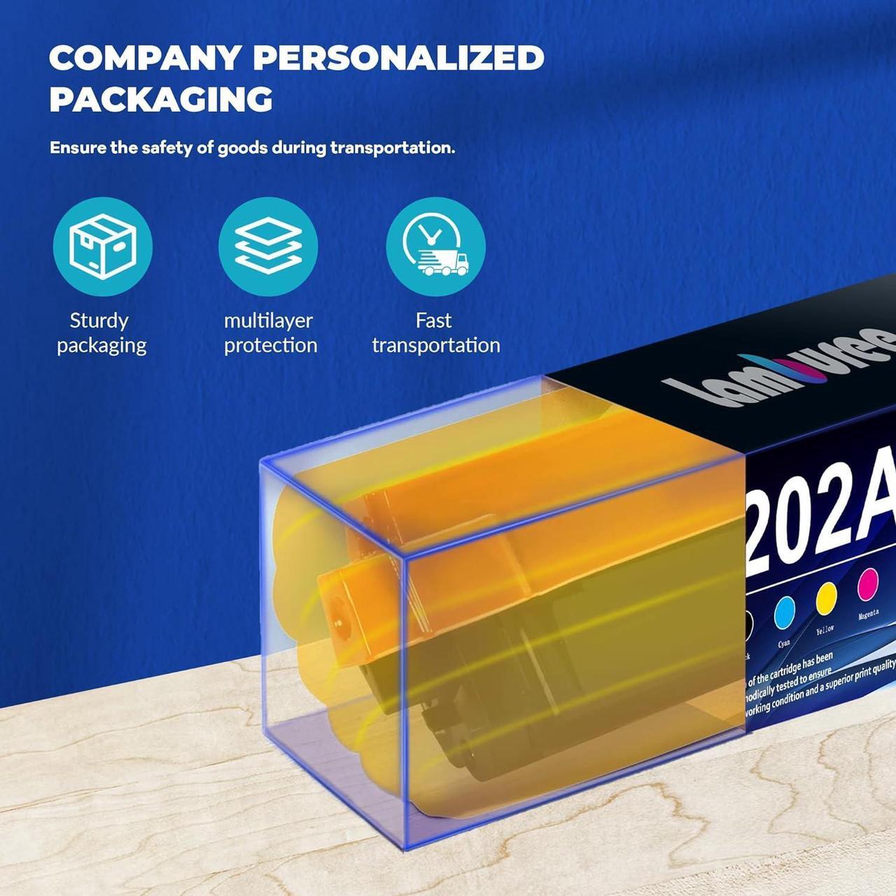 Alt view image 7 of 7 - 202A Toner Cartridges 4Pack Compatible Replacement for 202X 202A HP Color Toner Cartridges MFP M281fdw Toner Cartridges Black Cyan Magenta Yellow CF500A CF501A CF502A CF503A