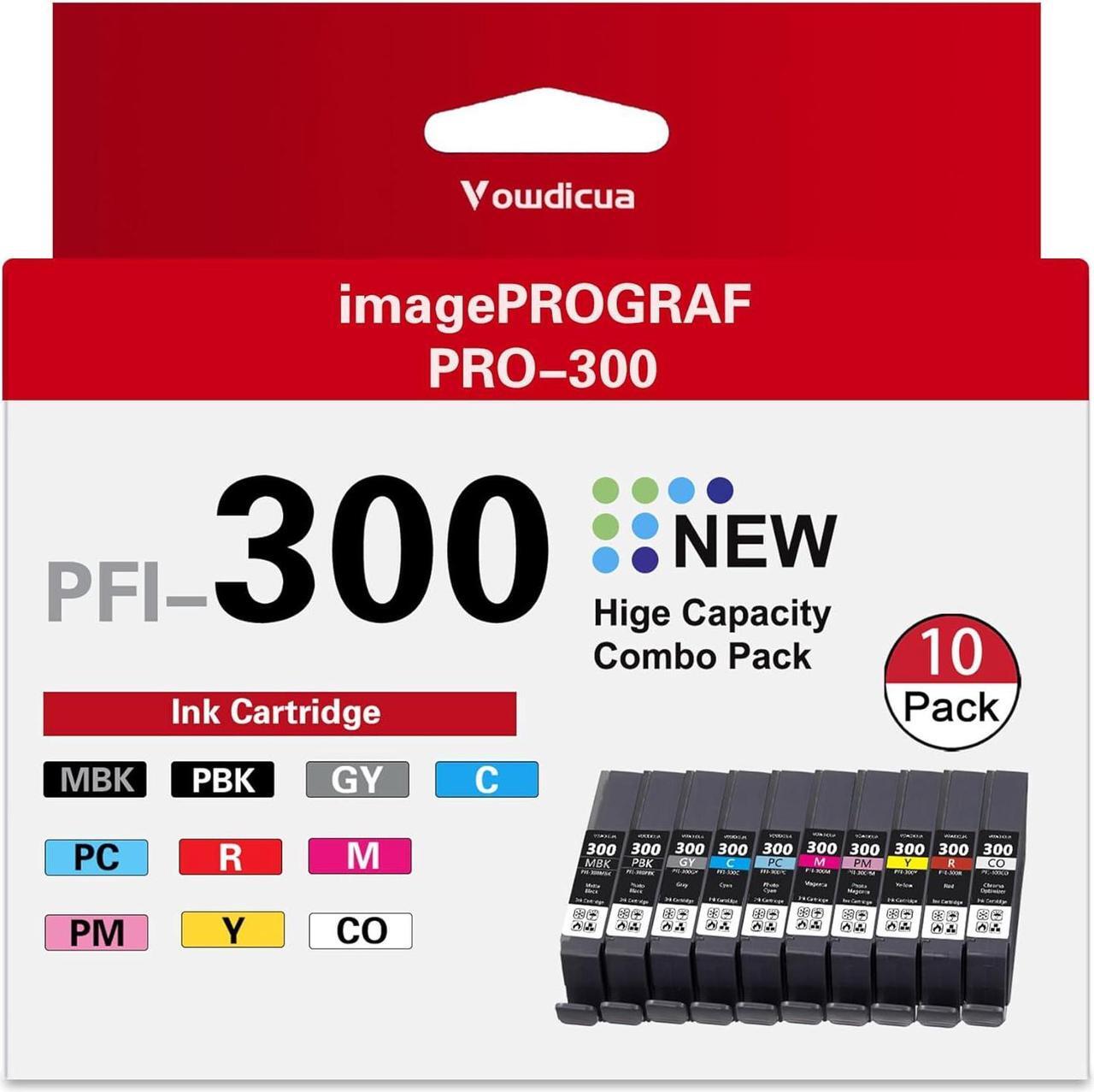 Main image of PFI-300 Ink Cartridges - High Capacity Compatible PFI 300 Ink Cartridges Replacement for Canon ImagePROGRAF PRO-300 Printer, 10-Pack (MBK/PBK/C/M/Y/PM/PC/R/GY/CO)