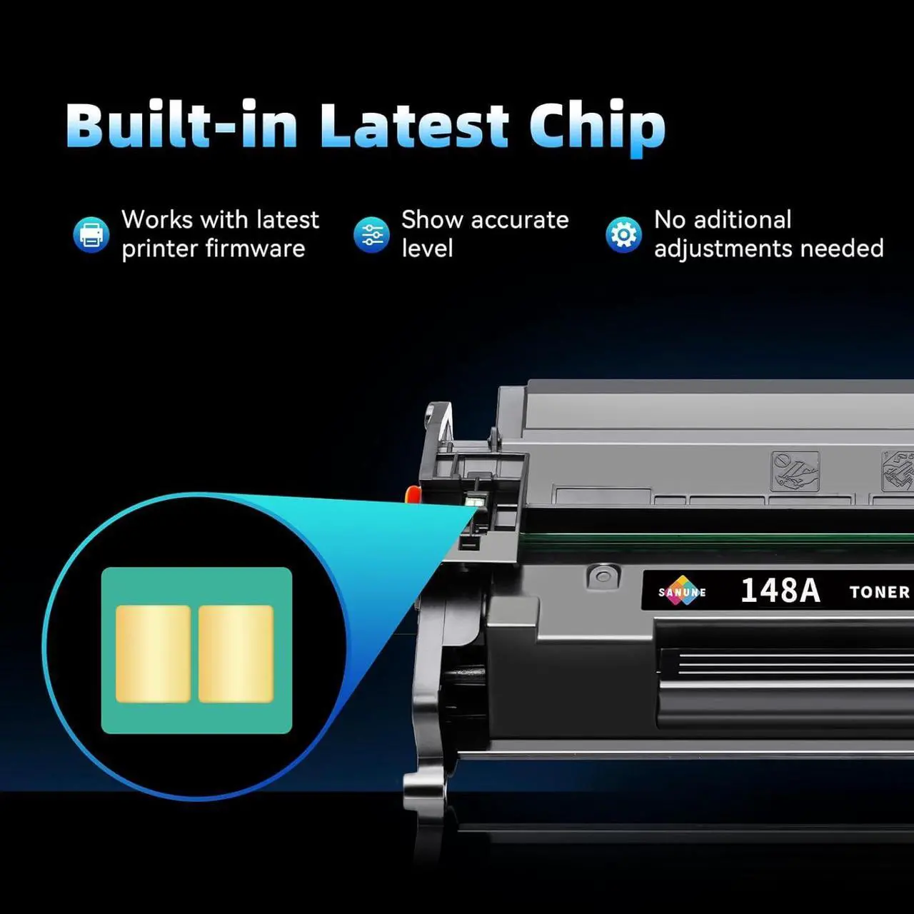 Alt view image 4 of 6 - 148A (with Chip) Black Toner Cartridge Replacement  148A 148X W1480A W1480X Ink Toner Cartridges  4001dw 4001dn 4001n 4101fdw 4101dw 4101fdn Printer (2 Pack)