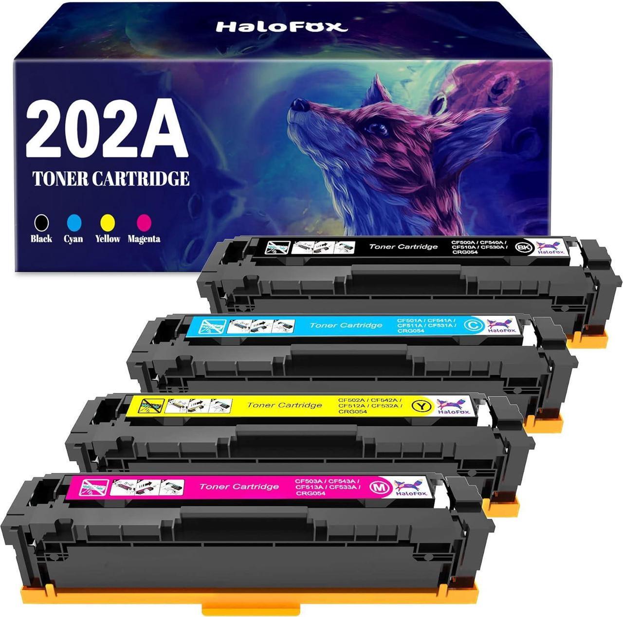 Main image of HaloFox Compatible Toner Cartridge Replacement  202A 202X CF500A m281fdw HP Color Laserjet Pro MFP M281fdw M281cdw M254dw M281 M281fdn M254 Toner Printer (Black Cyan Yellow Magenta, 4 Pack)