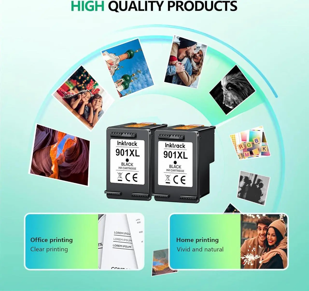 Alt view image 4 of 7 - 901XL Black Ink Replacement  901 Black Ink Cartridge High Yield for Officejet 4500 J4524 J4540 J4550 J4580 J4624 J4680 (2 Black)