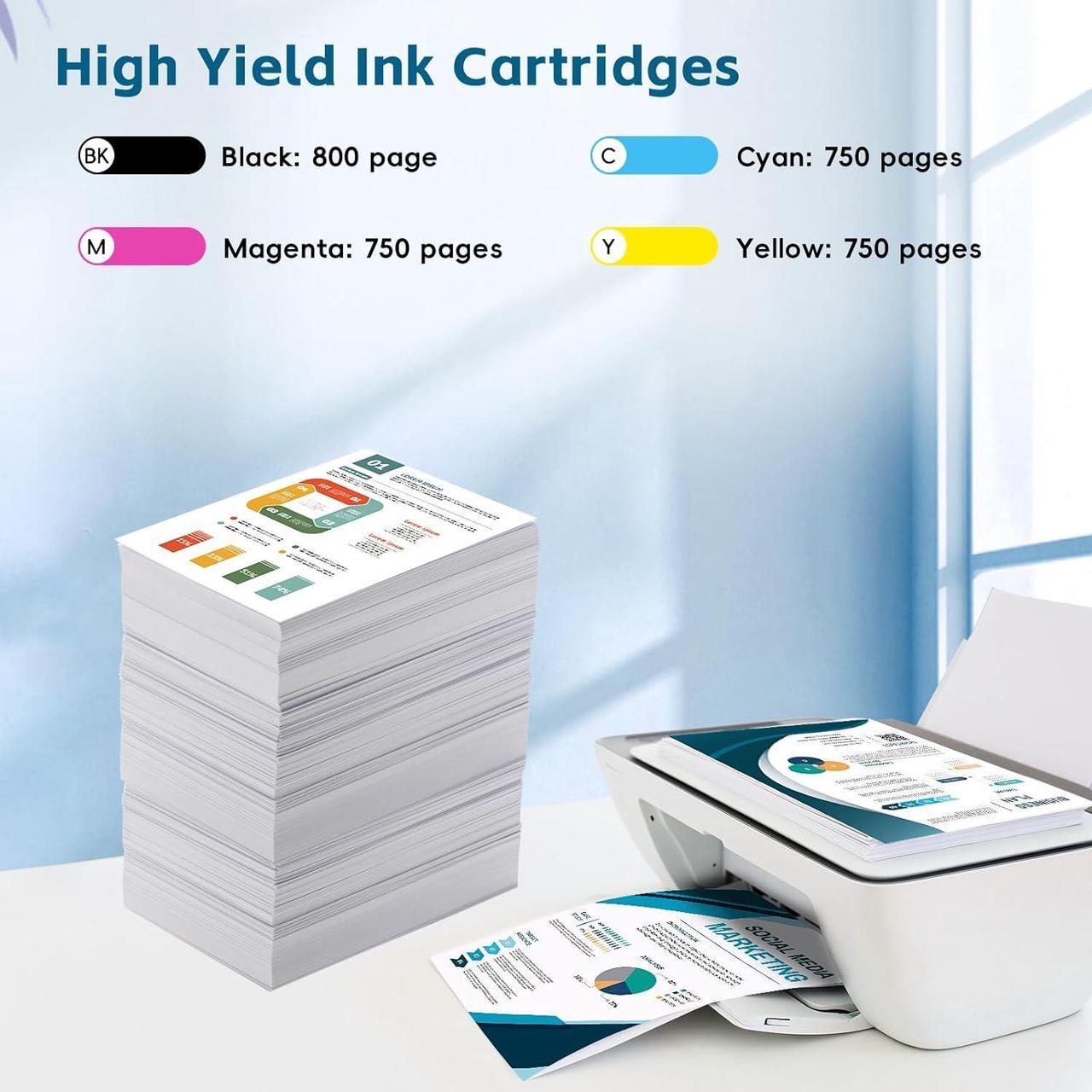 Alt view image 3 of 6 - 564XL Ink Cartridges Combo Pack High Yield Replacements  564 Ink Work  DeskJet 3520 3522 Photosmart 5520 6510 7520 7525, Officejet 4620 Printer (5 Pack,2Black/1Cyan/1Magenta/1Yellow)