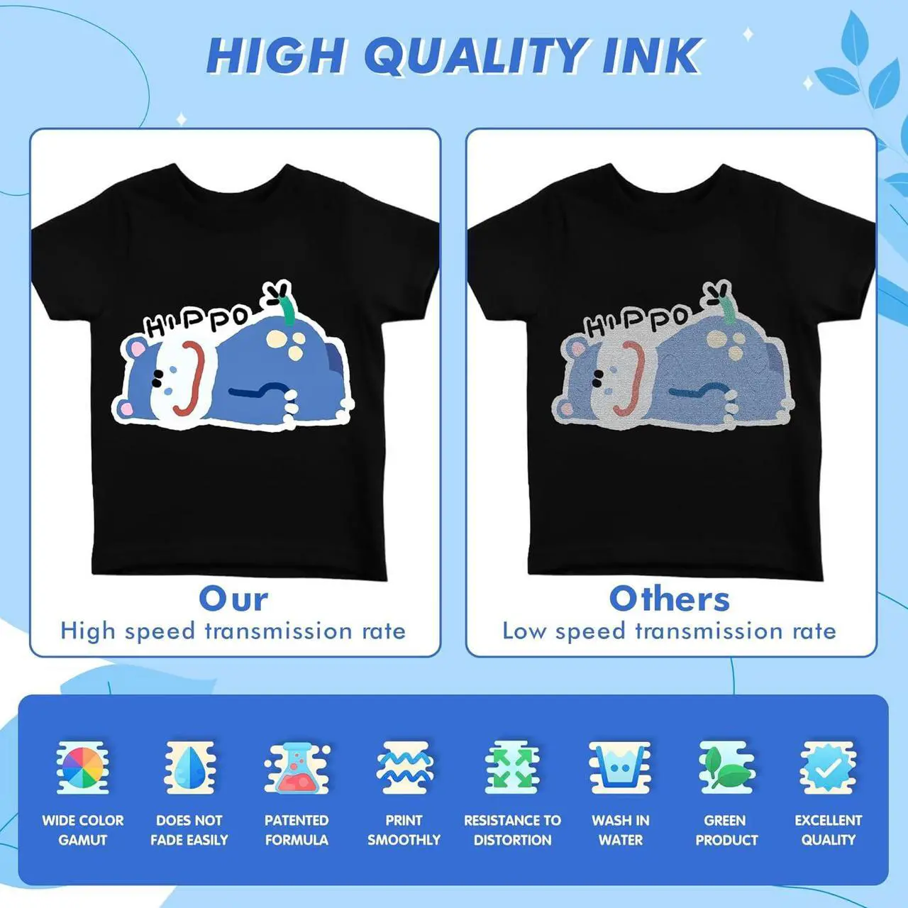 Alt view image 4 of 7 - Premium DTF Ink 1500 ml, DTF Transfer Ink for PET Film, Refill Ink for Epson printheads ET-8550, XP-15000, XP600, I3200, L1800, Direct to Film Heat Transfer Printing, 250ml x 6 (2W+BKCMY)