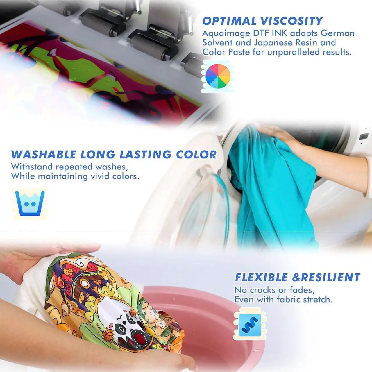 Alt view image 5 of 7 - Premium DTF Ink 1500 ml, DTF Transfer Ink for PET Film, Refill Ink for Epson printheads ET-8550, XP-15000, XP600, I3200, L1800, Direct to Film Heat Transfer Printing, 250ml x 6 (2W+BKCMY)