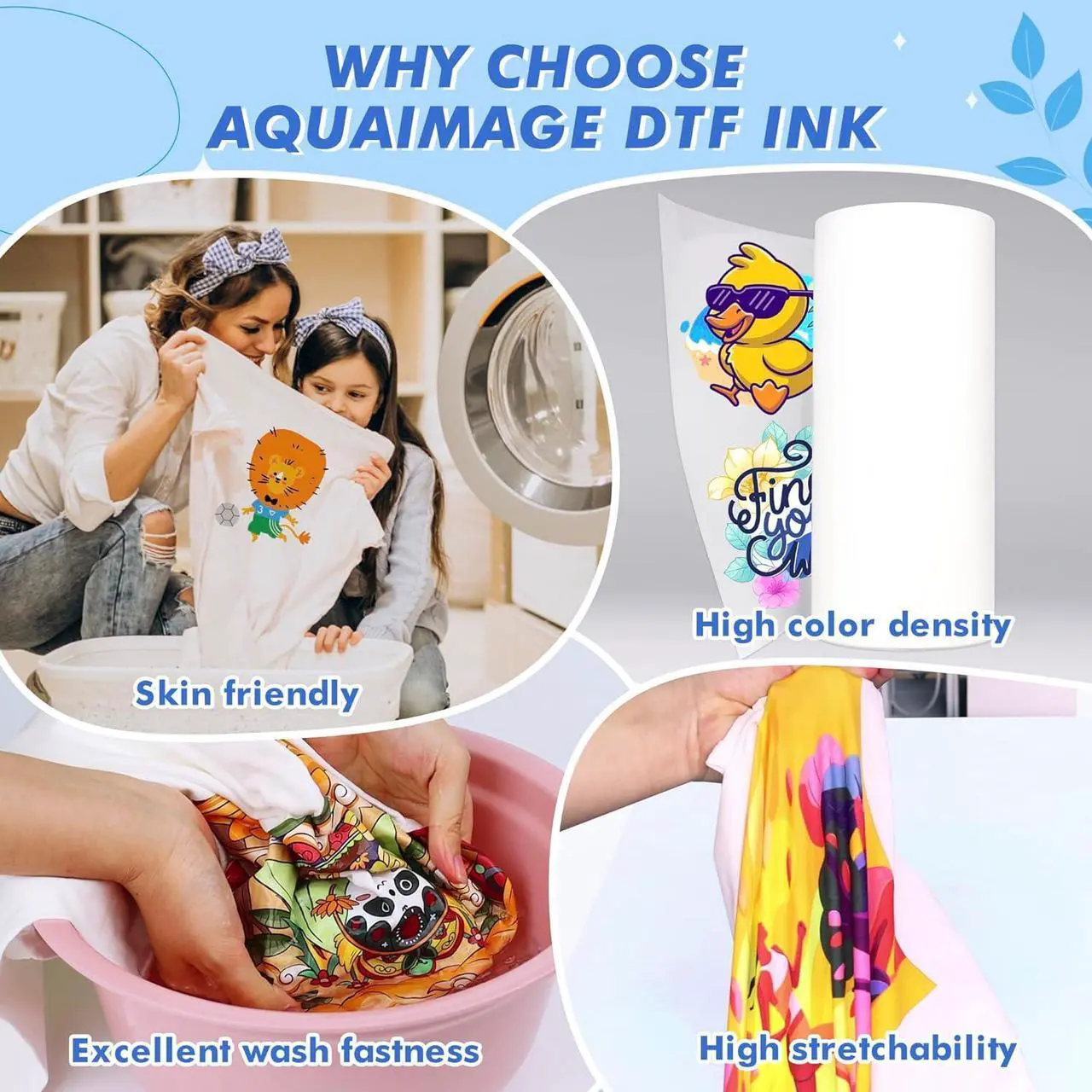 Alt view image 6 of 7 - Premium DTF Ink 1500 ml, DTF Transfer Ink for PET Film, Refill Ink for Epson printheads ET-8550, XP-15000, XP600, I3200, L1800, Direct to Film Heat Transfer Printing, 250ml x 6 (2W+BKCMY)