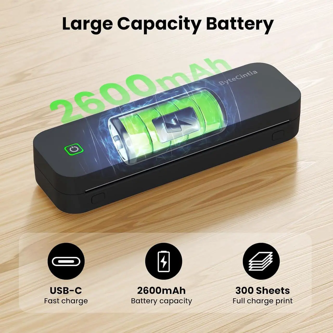 Alt view image 6 of 7 - Portable Printer for Travel, Bluetooth Thermal Printer Supports 8.5 x 11 Inch US Letter Size, Compatible with Android and iOS & Laptop Inkless Mobile Printer for Office, Car, School