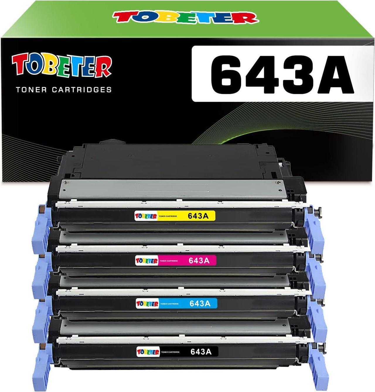 Main image of ToBeter Compatible 643A Toner Replacement  643A Q5950A Q5951A Q5952A Q5953A Toner Cartridge for Color 4700 4700dn 4700dtn 4700n Printers (4 Pack, Black Cyan Magenta Yellow)