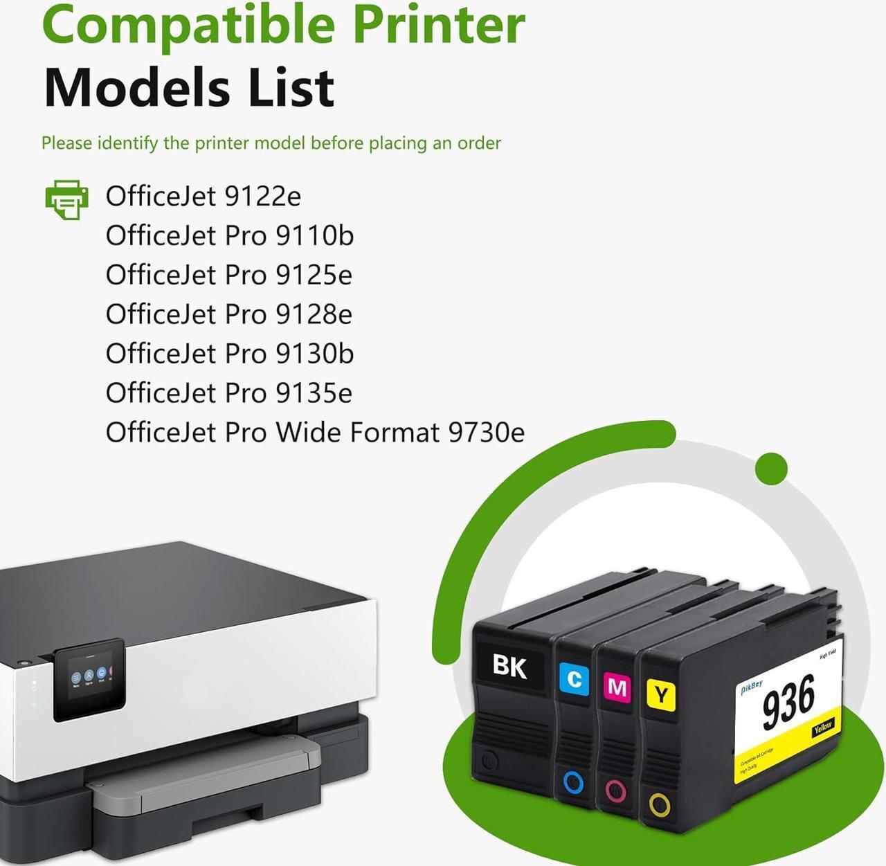 Alt view image 2 of 6 - 936 Ink Cartridges 4-Pack (Black Cyan Magenta Yellow) Replacement  936 Ink Work with OfficeJet Pro 9110b 9128 9130b 9125e 9135e 9122e 9730e Printers
