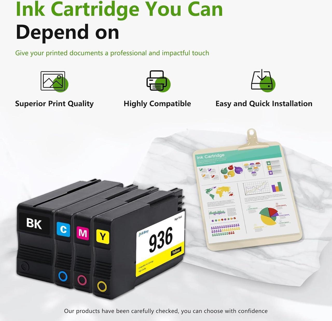 Alt view image 6 of 6 - 936 Ink Cartridges 4-Pack (Black Cyan Magenta Yellow) Replacement  936 Ink Work with OfficeJet Pro 9110b 9128 9130b 9125e 9135e 9122e 9730e Printers
