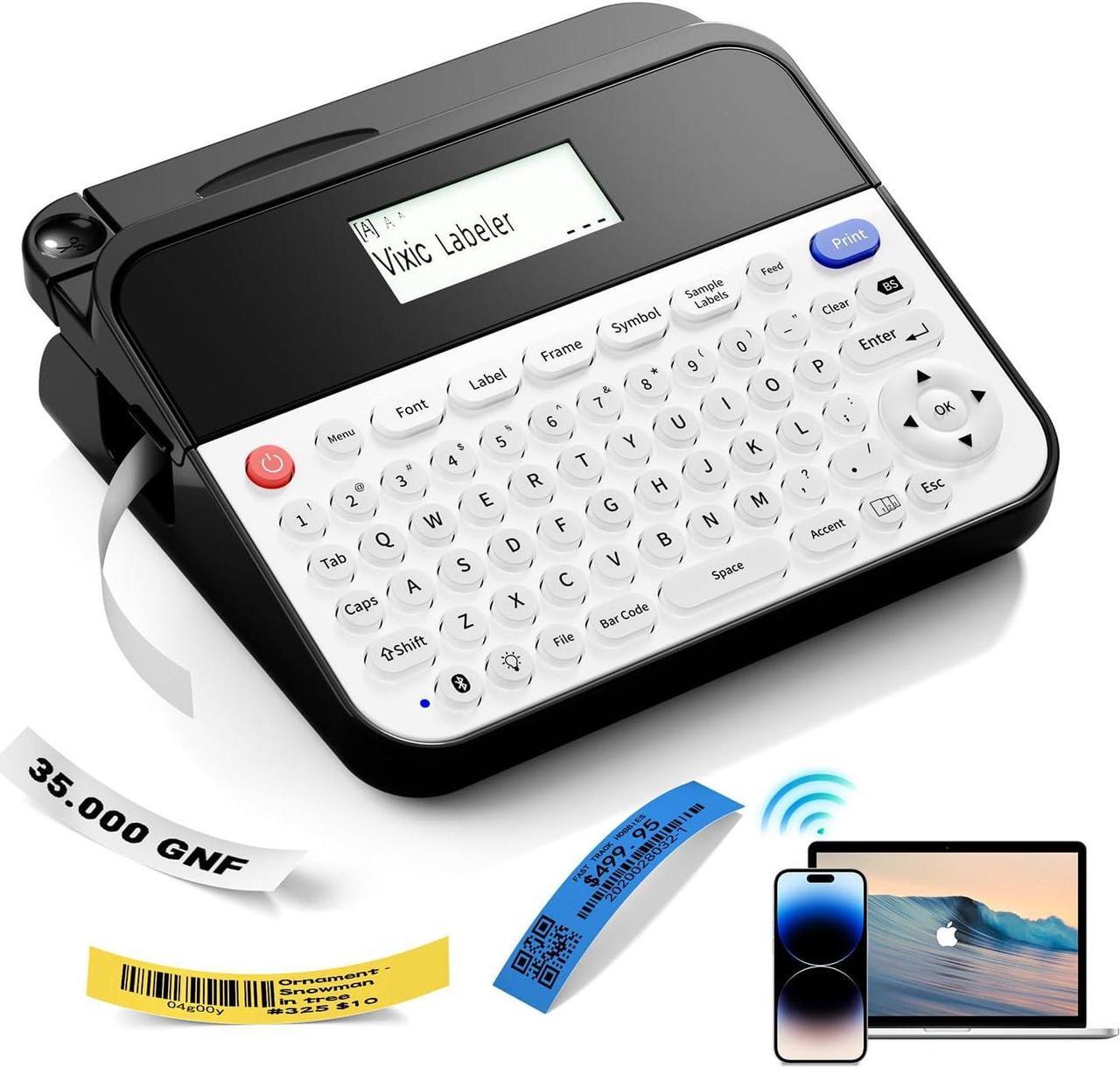 Main image of Label Printer D480BT Business PC Connectable Label Maker Machine with Tape Connect and Create via Bluetooth, Handheld, Rechargeable 18mm Keyboard Label Maker for Office Organization
