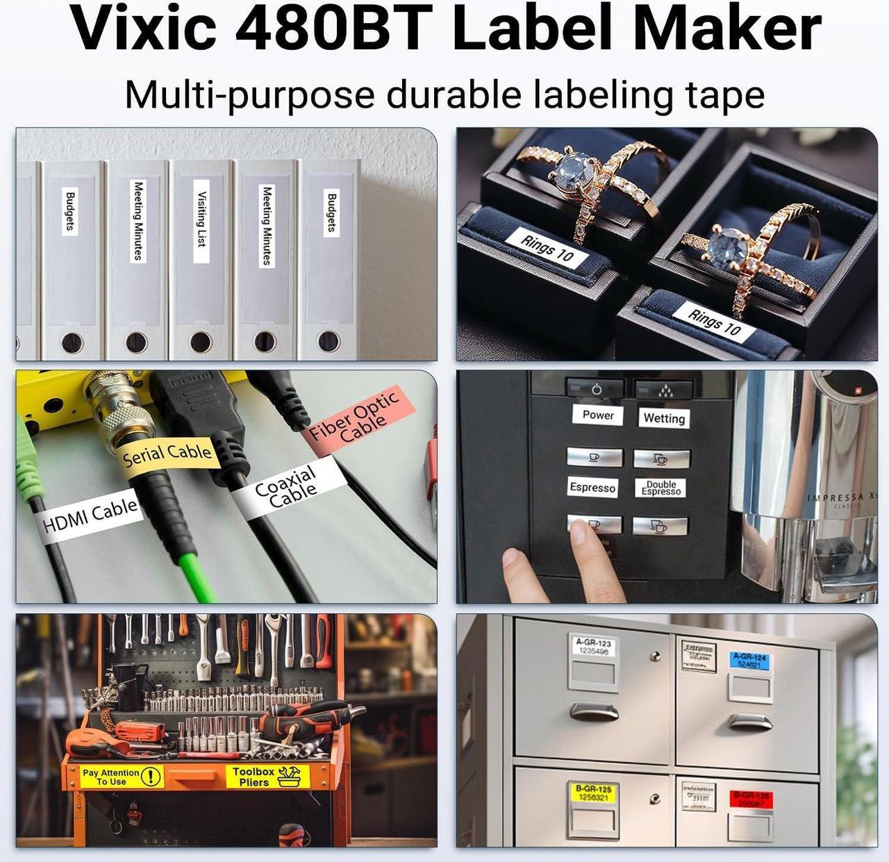 Alt view image 7 of 7 - Label Printer D480BT Business PC Connectable Label Maker Machine with Tape Connect and Create via Bluetooth, Handheld, Rechargeable 18mm Keyboard Label Maker for Office Organization