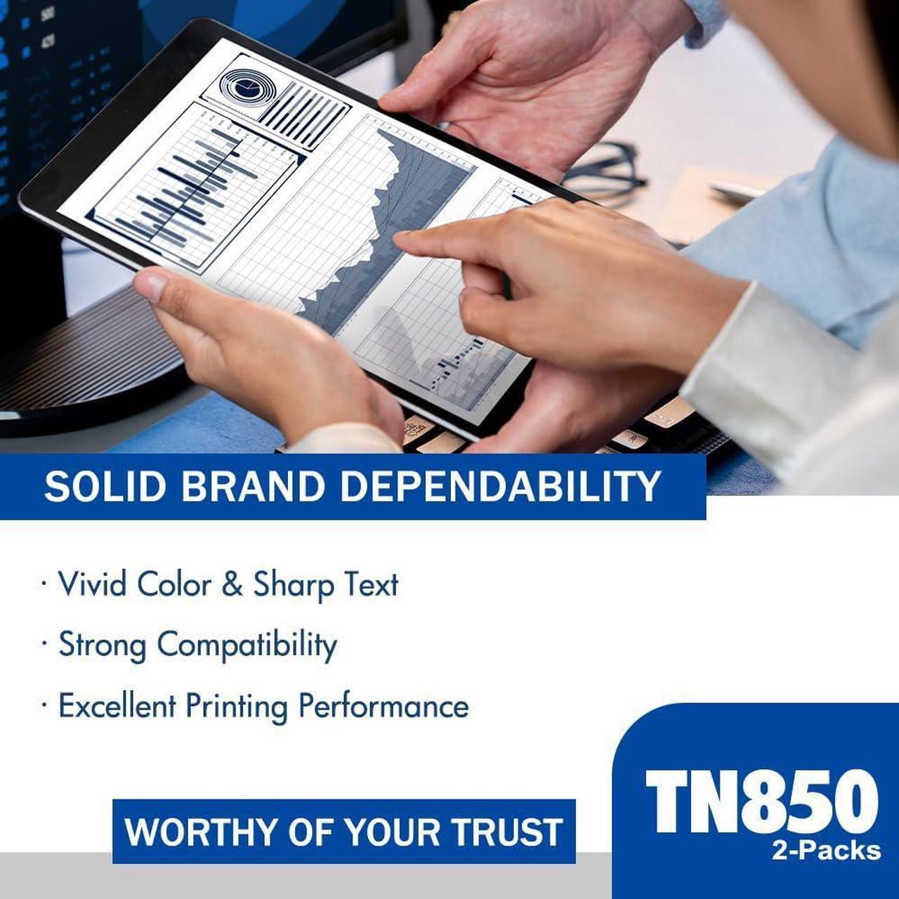 Alt view image 2 of 6 - TN850 TN-850 High Yield Toner Cartridge 2-Pack TN820 Black Compatible Toner Cartridge Repalcement for Brother MFC-L5850DW HL-L6200DW MFC-L5900DW MFC-L5700DW HL-L5200DW MFC-L5800DW DCP-L5500DN Printer