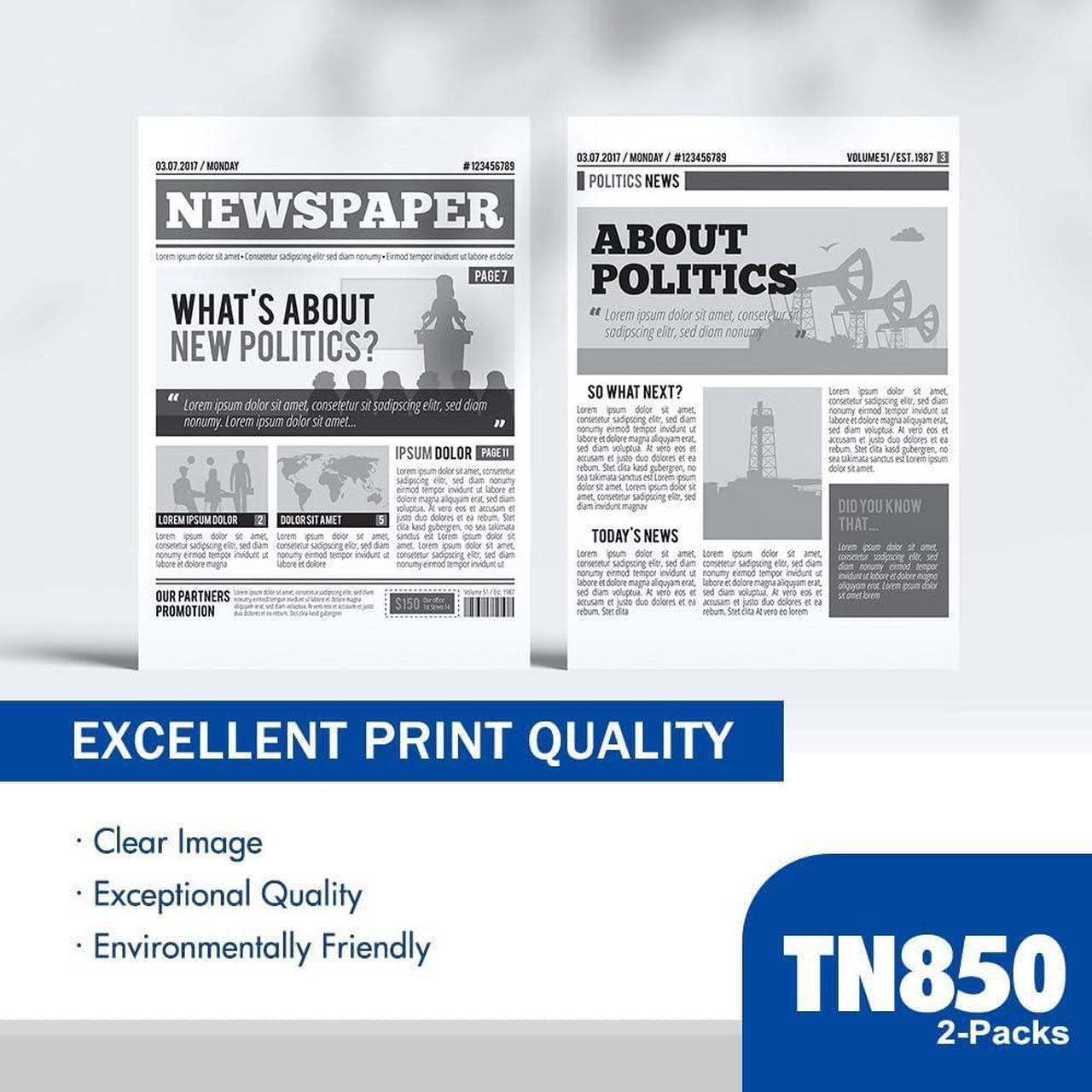 Alt view image 5 of 6 - TN850 TN-850 High Yield Toner Cartridge 2-Pack TN820 Black Compatible Toner Cartridge Repalcement for Brother MFC-L5850DW HL-L6200DW MFC-L5900DW MFC-L5700DW HL-L5200DW MFC-L5800DW DCP-L5500DN Printer