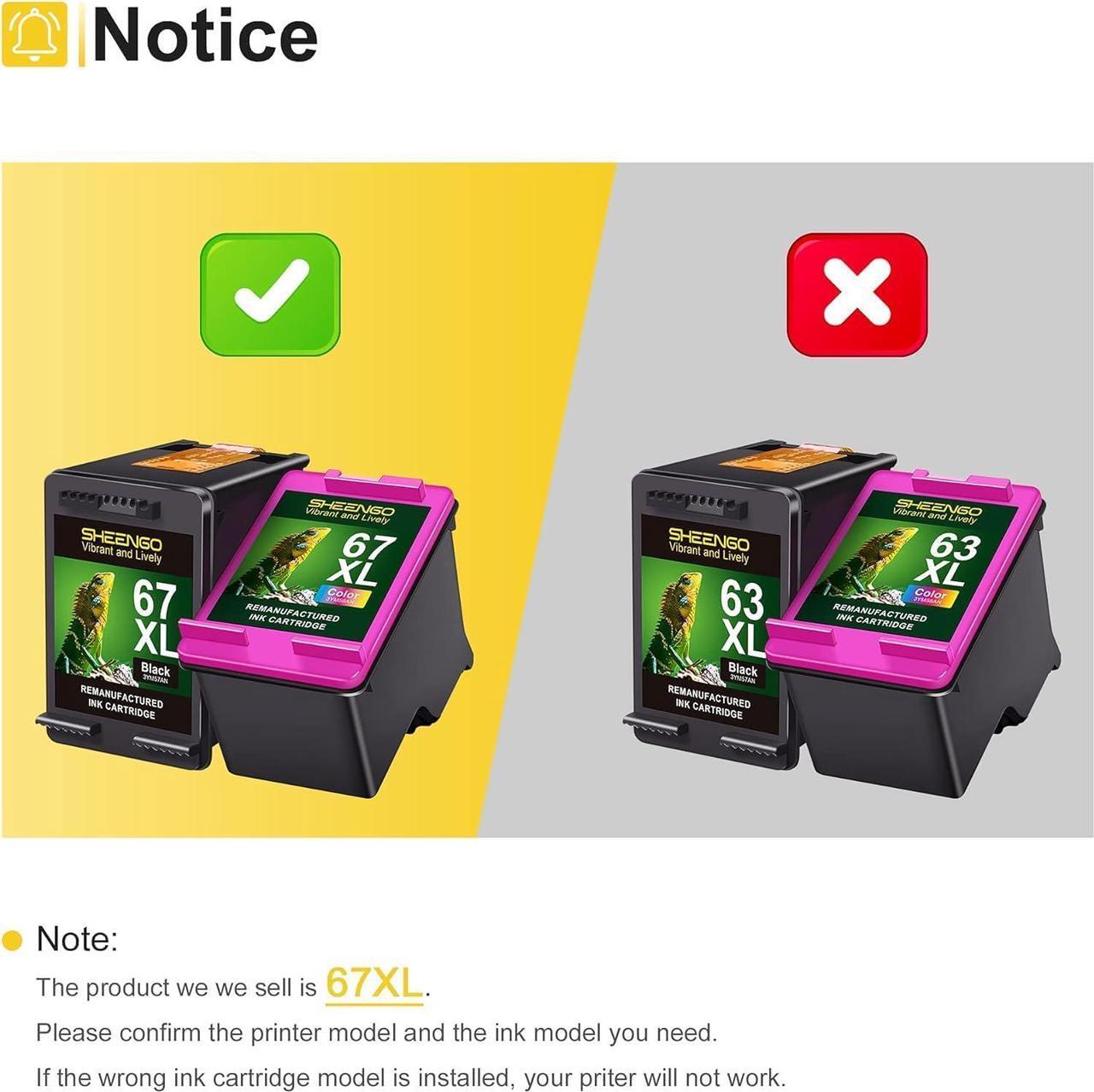 Alt view image 2 of 7 - SHEENGO 67XL Black Ink Cartridges High Yield Replacement  67 Ink 67XL for Envy 6055e 6055 6052 6075 Envy Pro 6455 6455e 6475 6452 6458 DeskJet 2755e 2755 4052 4155 Printer (3 Black)