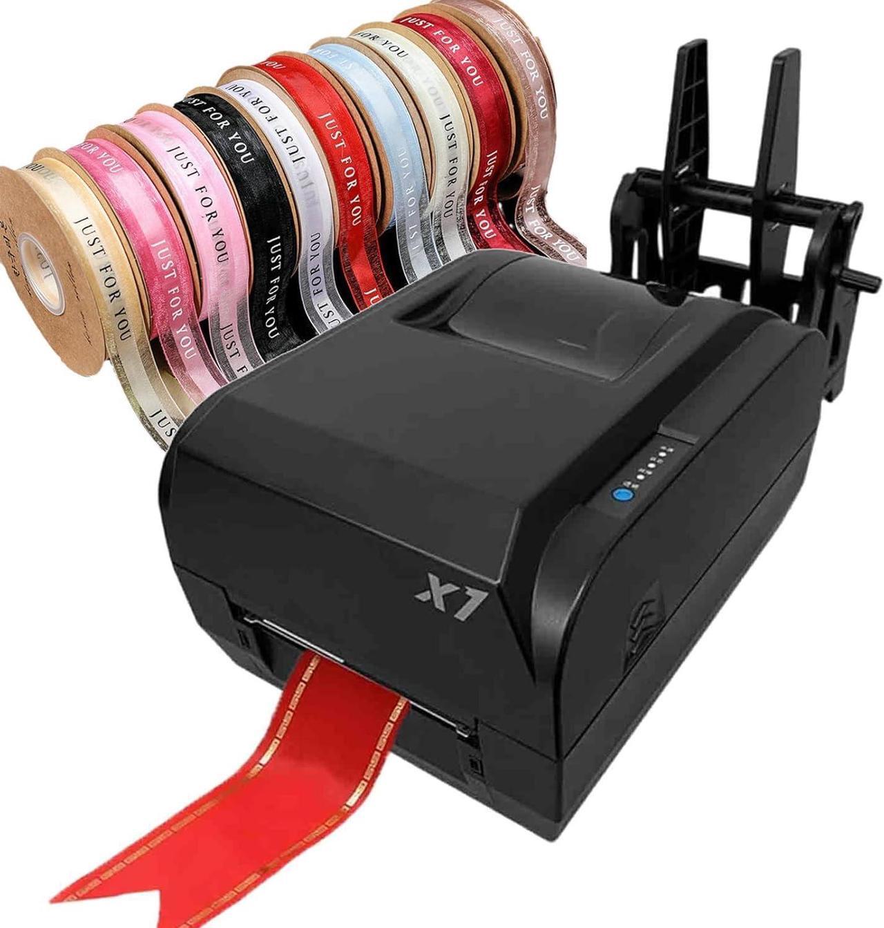 Main image of Satin Ribbon Printing Machine Digital Ribbon Printer, Label Printer Foil Stamping Printing Machine for Gift Wrapping, Supports 50+ Languages for Christmas Party,singlerow
