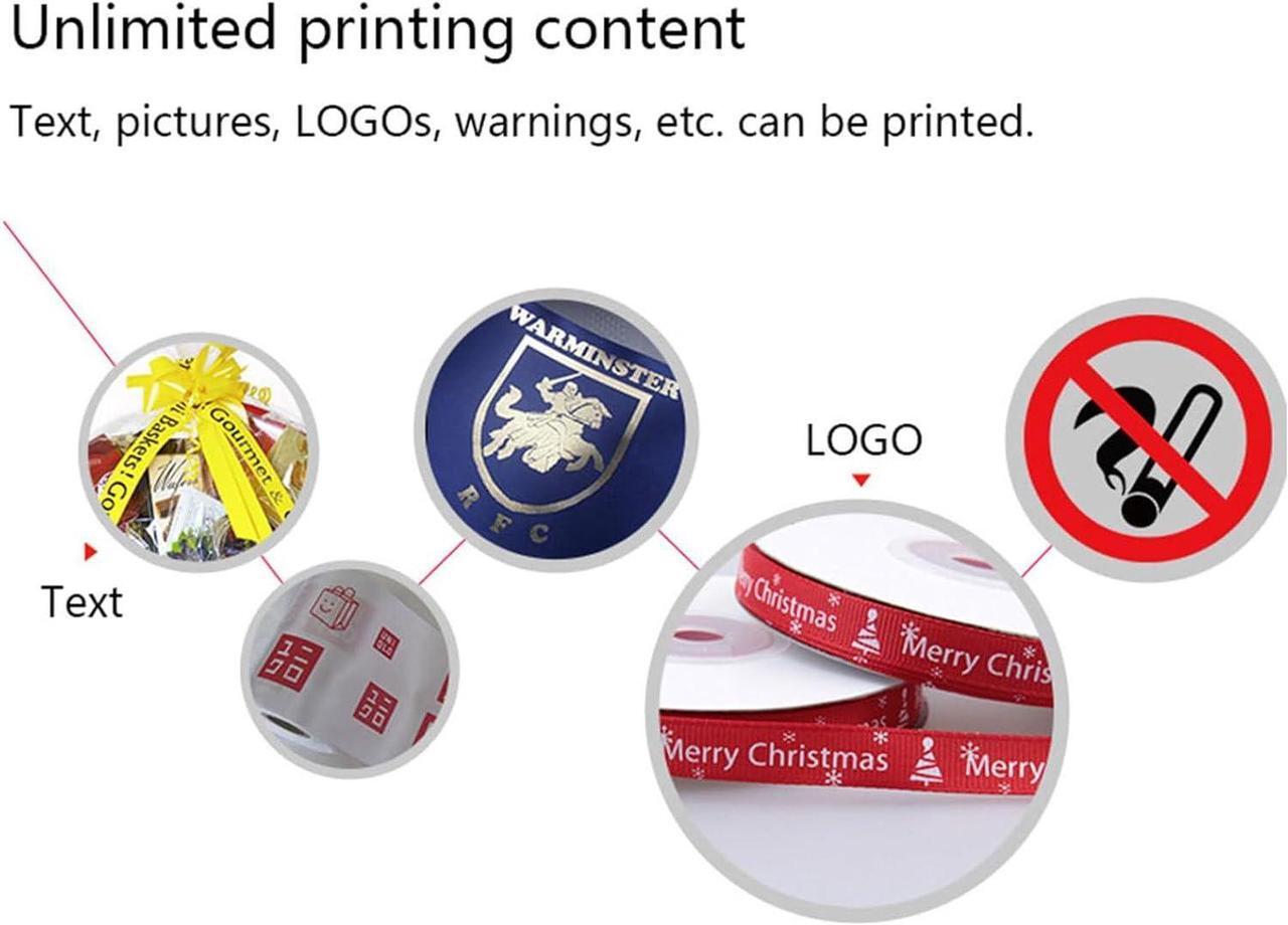 Alt view image 7 of 7 - Satin Ribbon Printing Machine Digital Ribbon Printer, Label Printer Foil Stamping Printing Machine for Gift Wrapping, Supports 50+ Languages for Christmas Party,singlerow