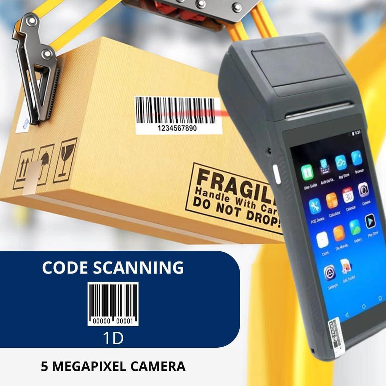 Alt view image 7 of 7 - POS PDA Q2i Receipt Printer 58mm High Speed Thermal Printer with Android 8.1, 5.5 Touch Screen. Handheld Mobil Point of Sale Tablet. Scan1D barcodes. Support 3G. 1GB RAM + 8GM ROM