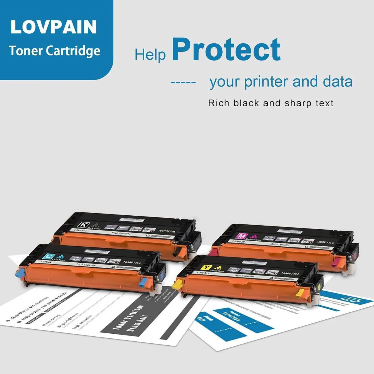Alt view image 5 of 6 - 6280 High Capacity Toner Cartridges (4Pack, Black/Cyan/Magenta/Yellow) - Lovn Compatible 106R01395, 106R01392, 106R01393, 106R01394 Toner Cartridge Replacement for Xerox Phaser 6280 6280DN Printer