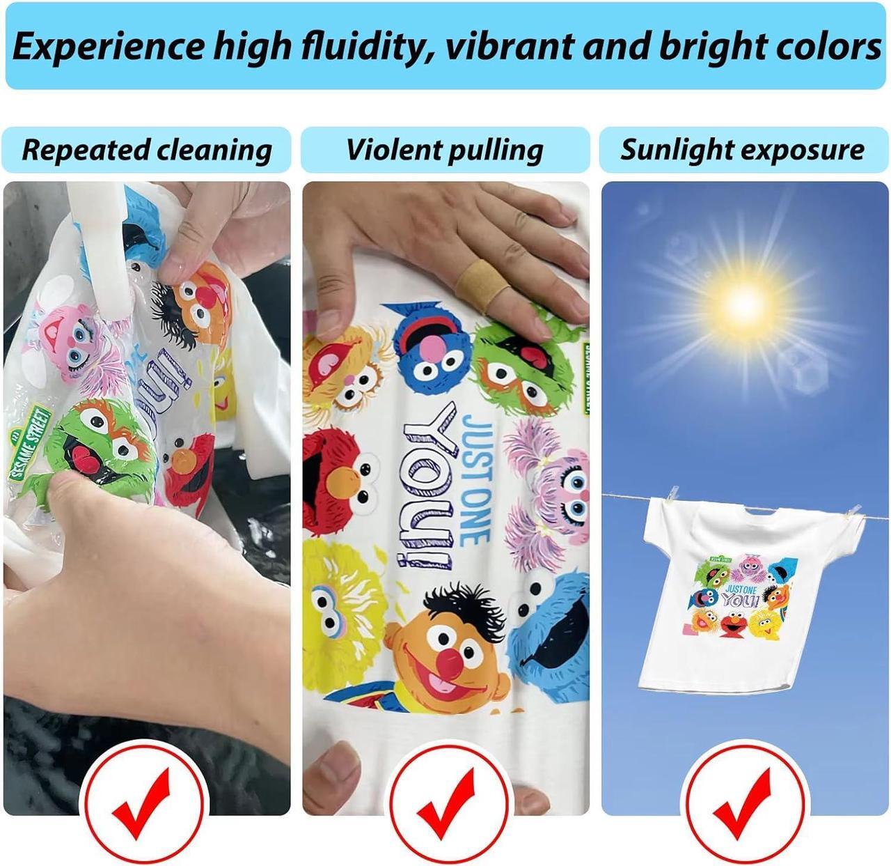 Alt view image 5 of 7 - DTF Ink 6000ML DTF Transfer Ink for PET Film, Premium Pigment Ink Refill for P600 P800 DX5 DX7 R1390 XP600 i3200 4720 Printers, High Fluidity & Coverage (1000ML*6, 2W+BKCMY)