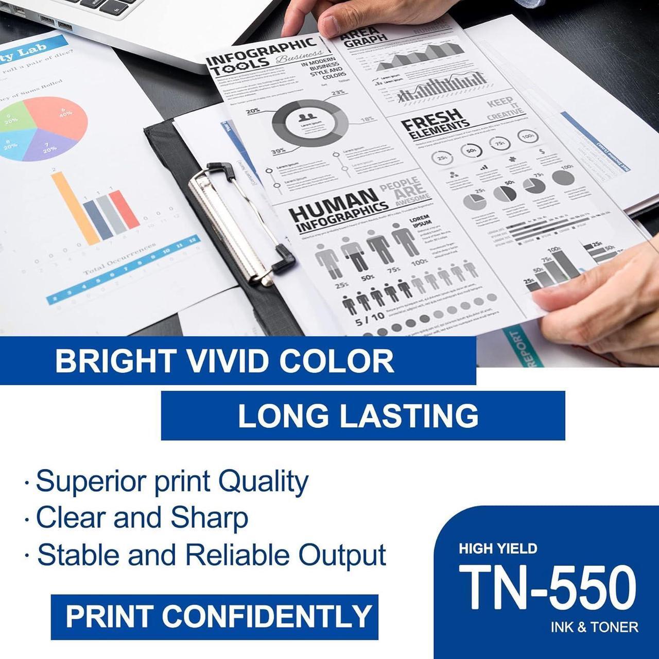 Alt view image 4 of 7 - 1 Pack TN550 TN-550 Black Toner Cartridge Compatible TN550 Replacement for Brother HL-5240 5250DN/DNT 5270DN 5280DW MFC-8370 8460N 8470DN 8480DN 8660DN 8670DN 8690DN 8860DN DCP-8060 8065DN Printe