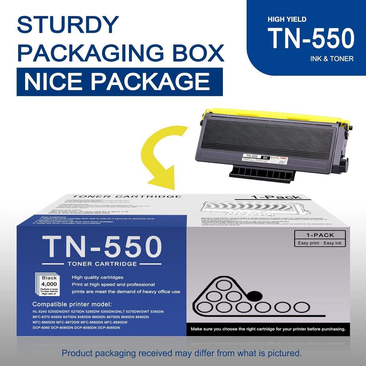 Alt view image 5 of 7 - 1 Pack TN550 TN-550 Black Toner Cartridge Compatible TN550 Replacement for Brother HL-5240 5250DN/DNT 5270DN 5280DW MFC-8370 8460N 8470DN 8480DN 8660DN 8670DN 8690DN 8860DN DCP-8060 8065DN Printe