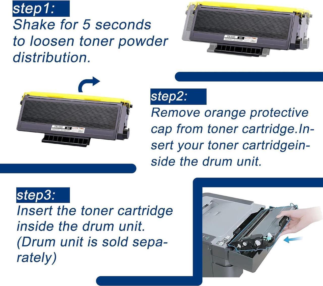Alt view image 6 of 7 - 1 Pack TN550 TN-550 Black Toner Cartridge Compatible TN550 Replacement for Brother HL-5240 5250DN/DNT 5270DN 5280DW MFC-8370 8460N 8470DN 8480DN 8660DN 8670DN 8690DN 8860DN DCP-8060 8065DN Printe