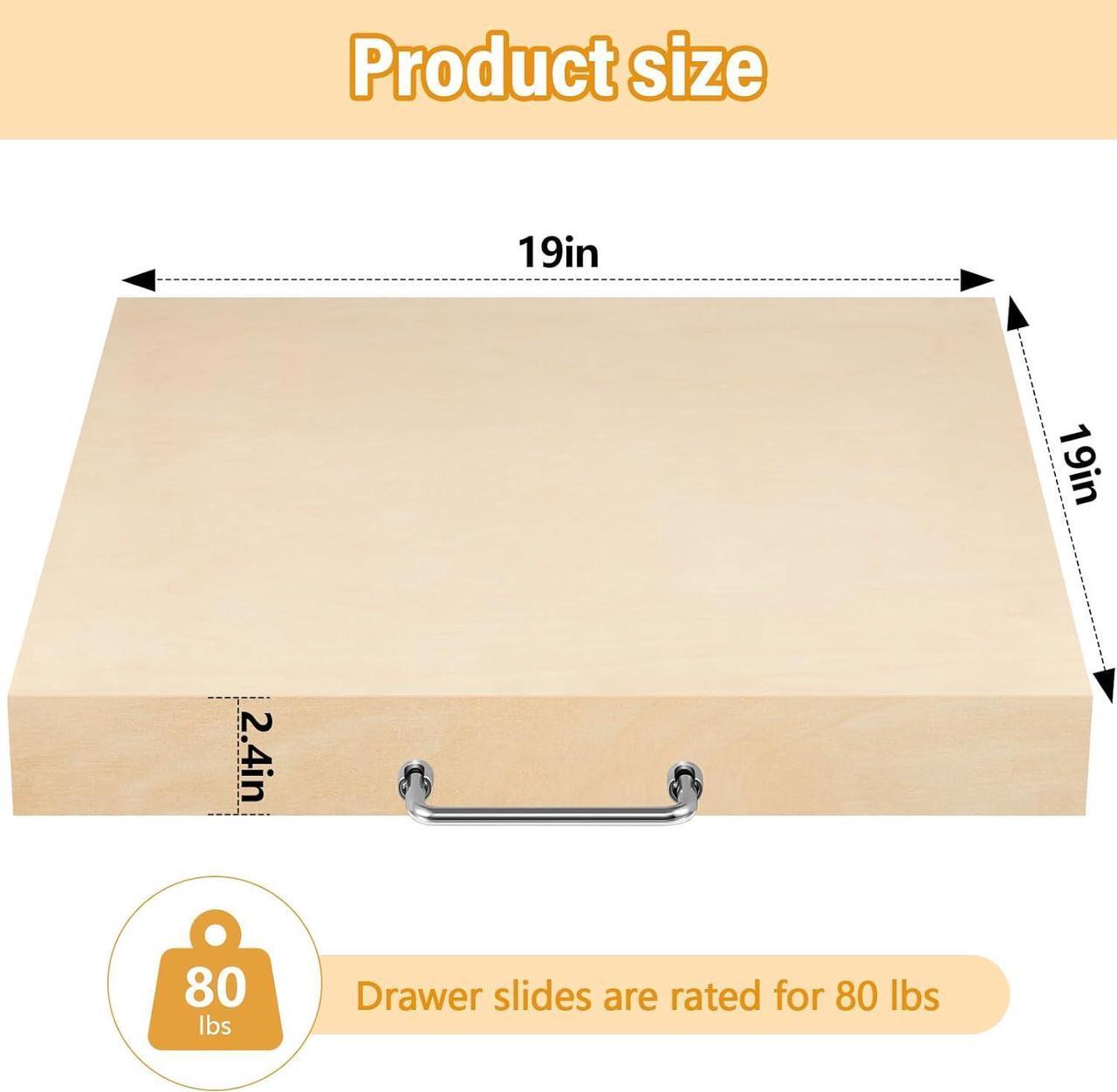 Alt view image 3 of 7 - 19 Wide Big Printer Pull out Tray Pull out Drawers with Sliding Rails Screws Slide out Shelf Wood Slide out Tray Pull out Cabinet Organizer for Office Desk Sliding Storage, Hold up 80 Lbs