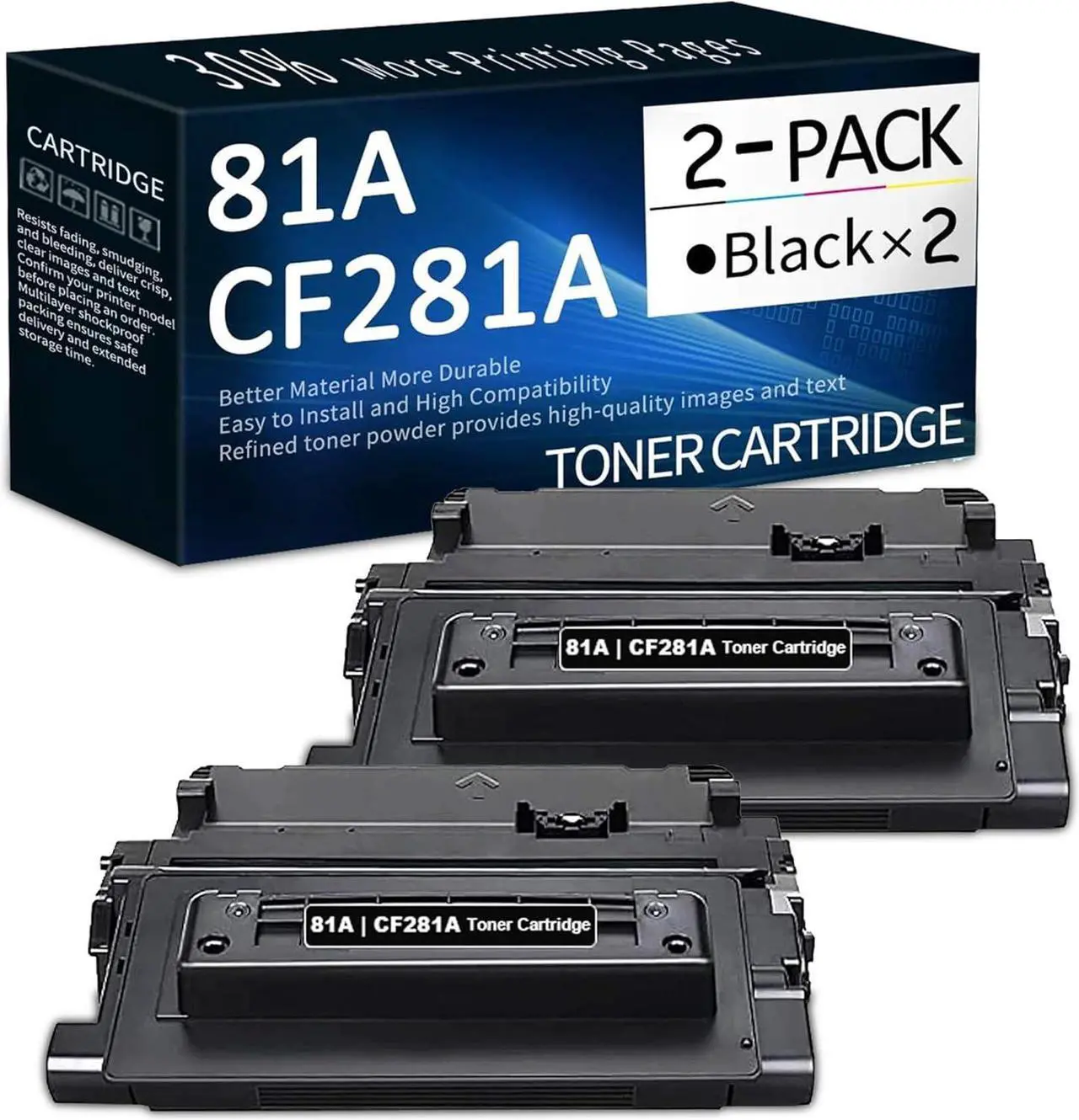 Main image of 81A Black Toner Cartridge CF281A Compatible Replacement  81A CF281A Toner Laser Enterprise M604 M605 M606 Series; Laser Enterprise MFP M630 Series (Black, 2-Pack)