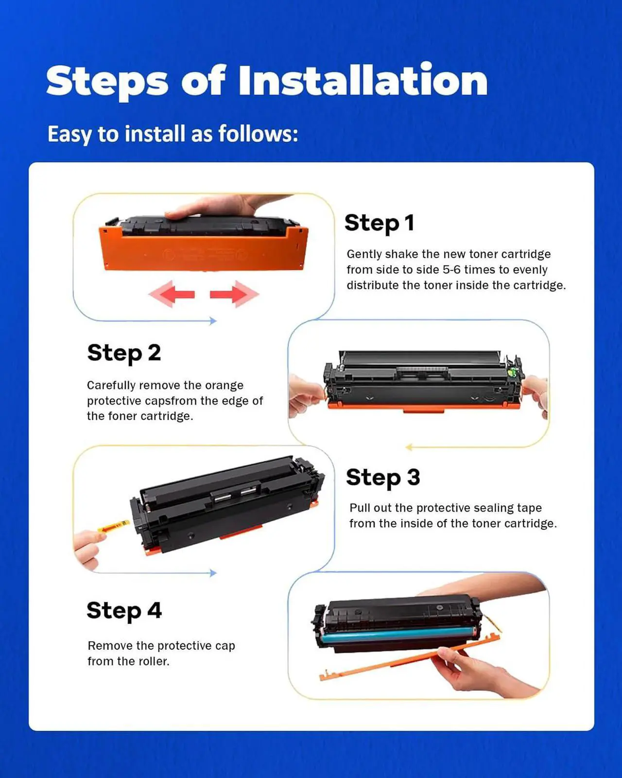 Alt view image 5 of 7 - 206A Toner Cartridge 4 Pack 206X, Replacement  206A 206X W2110A W2110X Works with Color Laserj Pro MFP M283, M283fdw, M283cdw; M255, M255dw Printer Ink(Black, Cyan, Magenta, Yellow)