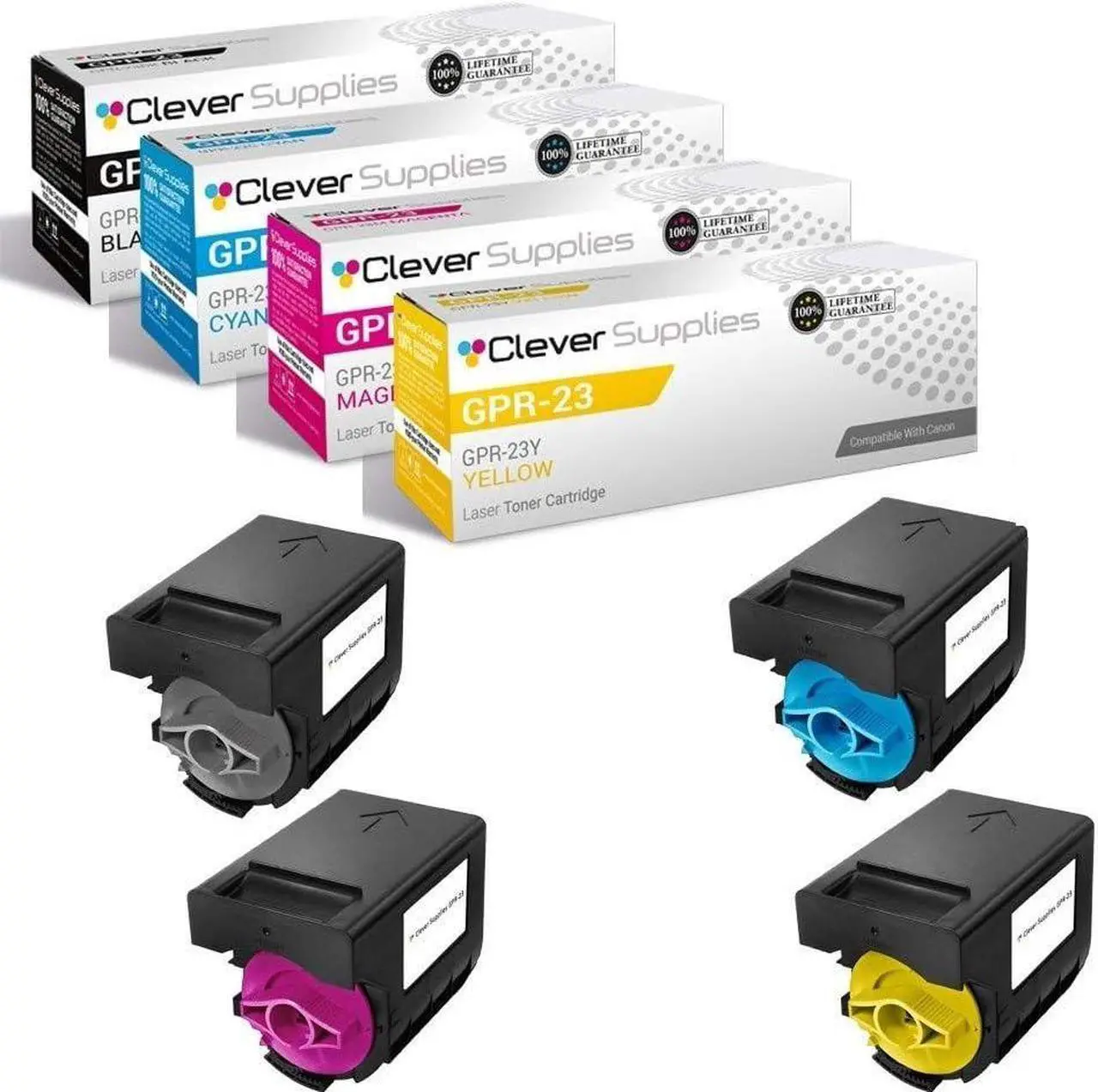 Main image of CS Compatible Toner Cartridge Replacement for Canon GPR-23 GPR23 0452B003AA Black 0455B003AA Yellow 0454B003AA Magenta 0453B003AA Cyan Canon Color C3080i Color C3480i C2550 C2880 C3380i 4 Color Set