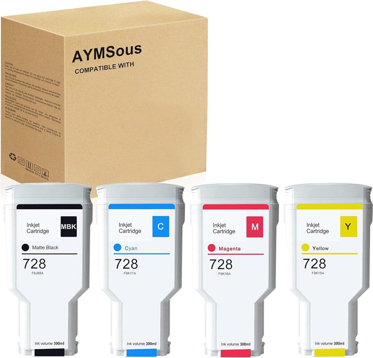 Main image of Compatible  728 Ink Cartridge Replacement  728 F9J68A F9K17A F9K16A F9K15A  DesignJet T730 36-in Printer T830 24-in MFP T830 36-in MFP (4-Pack)