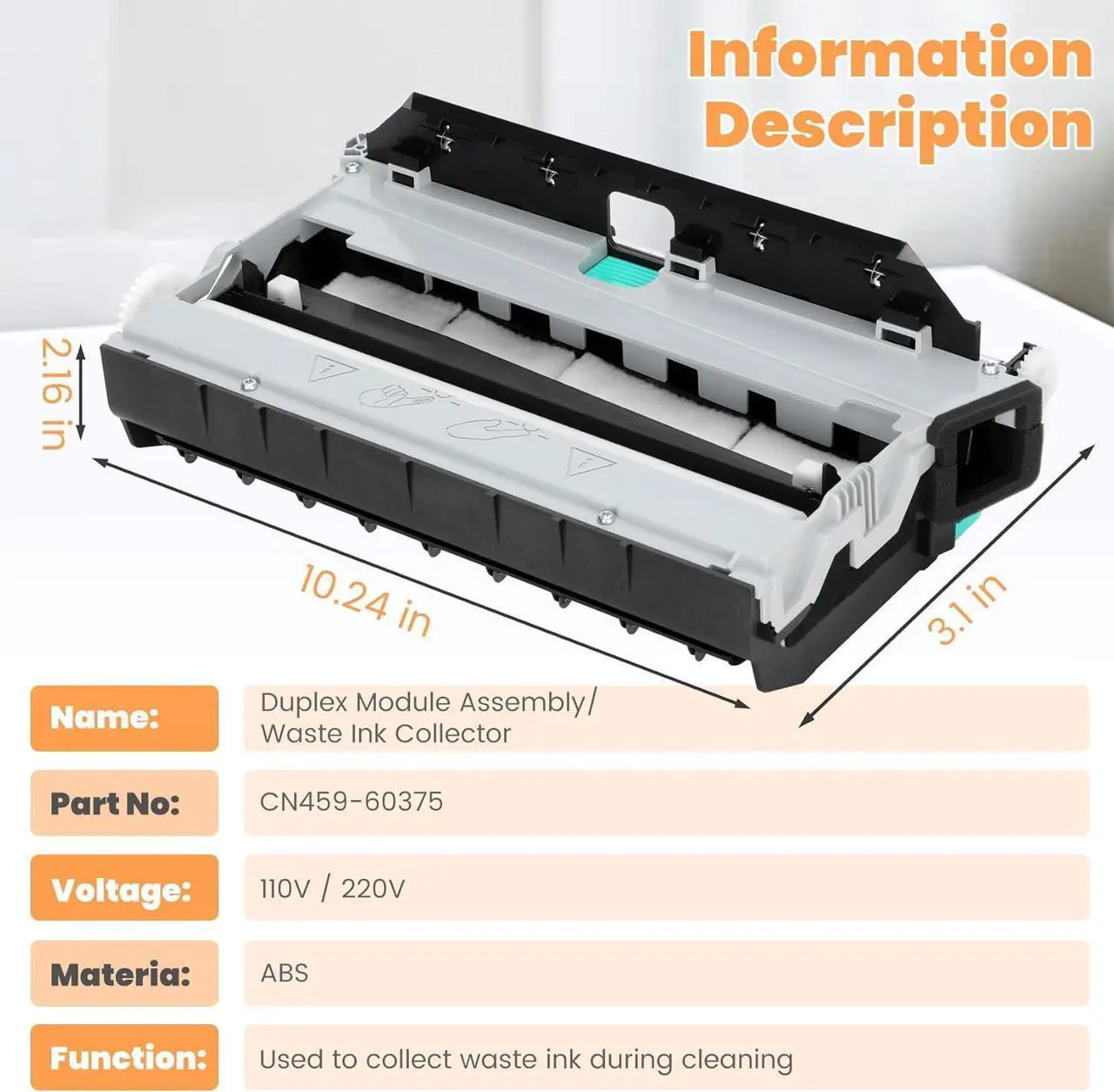 Alt view image 2 of 7 - CN598-67004 CN459-60375 Duplex Module Assembly Compatible with hp Officejet Pro X451 X452 X476 X477 X551 X552 X576 X577, CN459-60377 Printer Ink Waste Collection Unit Compatible with hp973 974 Printer