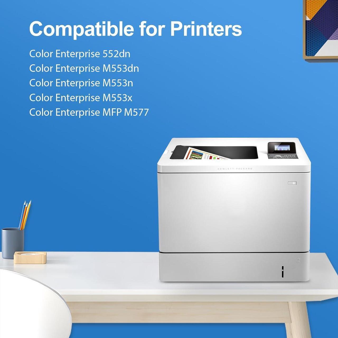 Alt view image 3 of 7 - 508X M553 Toner Cartridge Set: 4-Pack Compatible Replacement  508X 508A CF360X CF361X CF362X CF363X for Color Enterprise M553 M552 553 MFP M577 Series Printer Ink (New Version-BK/C/Y/M)