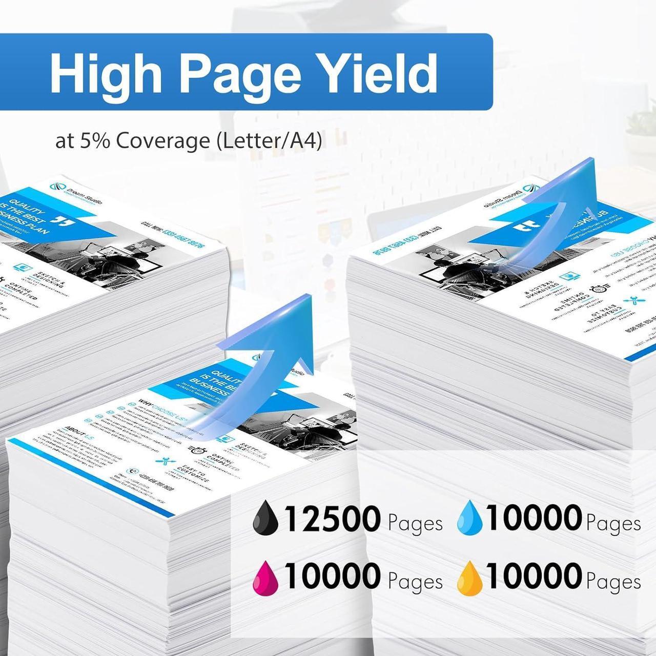 Alt view image 2 of 7 - 508X M553 Toner Cartridge Set: 4-Pack Compatible Replacement  508X 508A CF360X CF361X CF362X CF363X for Color Enterprise M553 M552 553 MFP M577 Series Printer Ink (New Version-BK/C/Y/M)