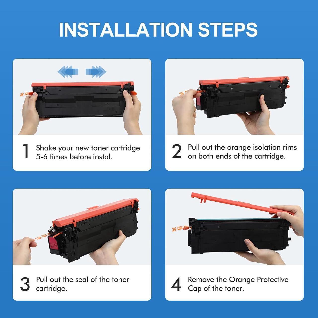 Alt view image 6 of 7 - 508X M553 Toner Cartridge Set: 4-Pack Compatible Replacement  508X 508A CF360X CF361X CF362X CF363X for Color Enterprise M553 M552 553 MFP M577 Series Printer Ink (New Version-BK/C/Y/M)