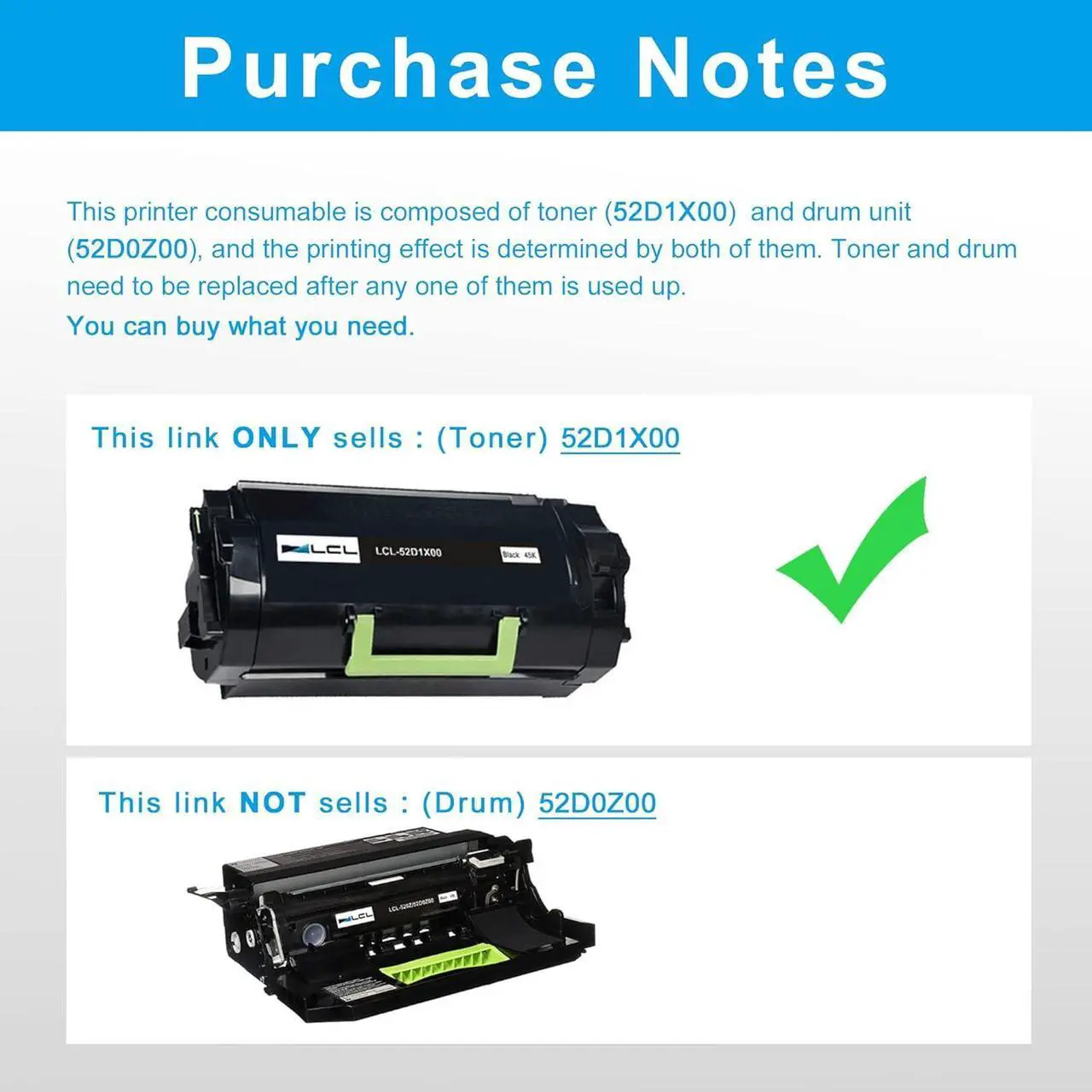 Alt view image 3 of 7 - LCL Compatible Toner Cartridge Replacement for Lexmark 52D1X00 52D0XA0 52D1X0E 521X 521XE 45000 Pages MS711dn MS811N MS811DN MS811DTN MS812de MS812dn MS812dtn MS812dtn (1-Pack Black)