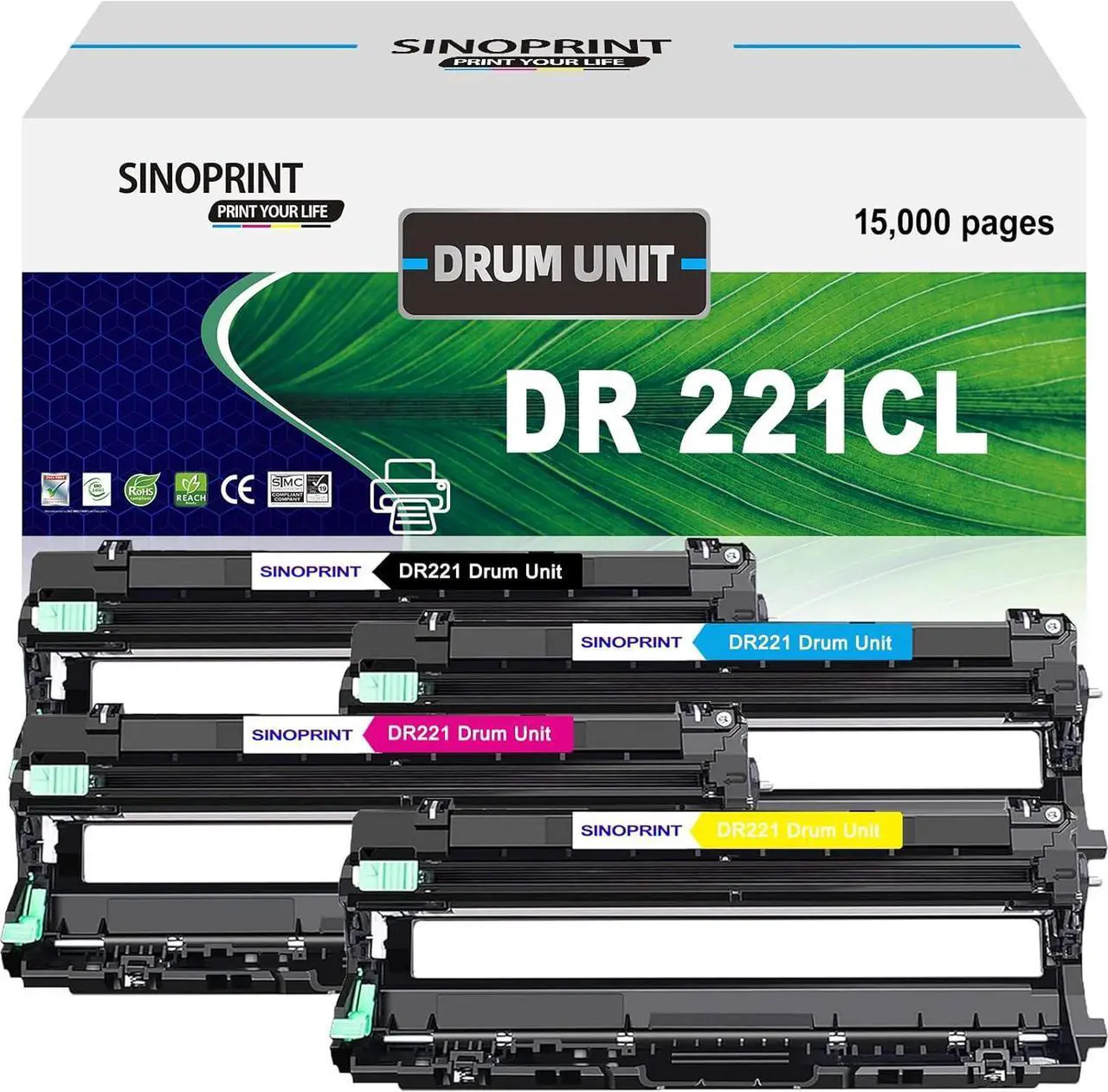 Alt view image 4 of 4 - DR221CL DR-221CL DR221 CL Drum Unit Replacement for Brother MFC-9130CW MFC-9330CW HL-3170CDW HL-3180CDW HL-3140CW MFC-9340CDW DCP-9020CDN Printer (4 Packs)