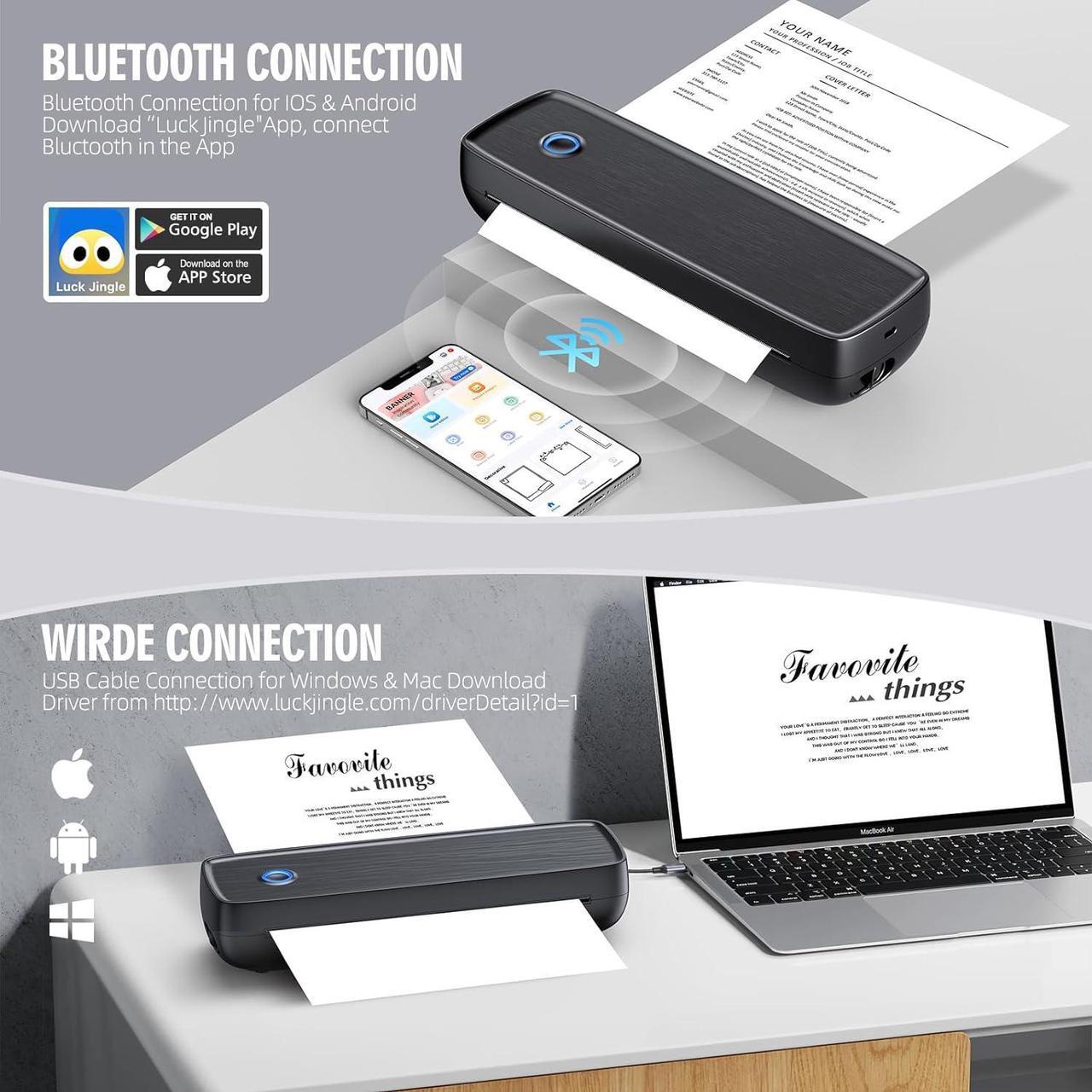 Alt view image 2 of 6 - Aixiqee Portable-Wireless-Printer, Thermal-Bluetooth-Printer for Travel, Impact POS Printer Support 8.5" X 11" US Letter&Legal, A4&A5 Thermal Paper, Compatible with Android and iOS Phone&Laptop