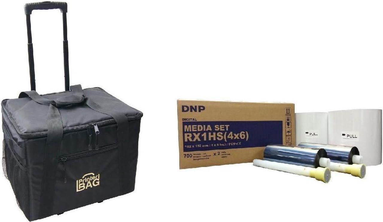 Main image of DNP RX1HS media 4x6 for use with DS-RX1HS Dye Sub Printer (paper & ribbon kit) - BUNDLE - with our Rolling Printer Carrying Case.
