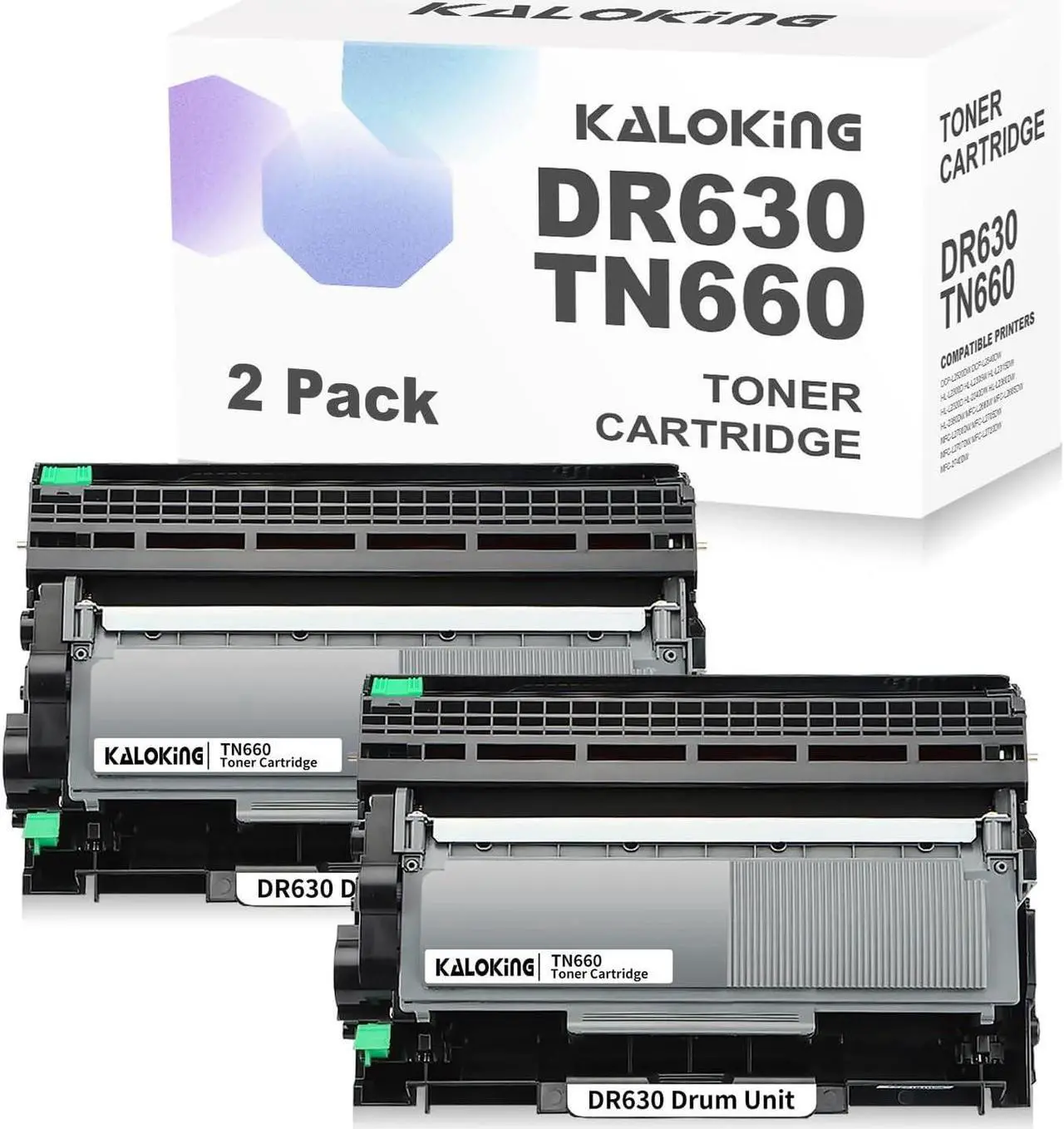 Main image of DR630 Drum Unit TN660 Toner Cartridge Replacement for Brother DR-630 TN-660 TN630 TN-630 for HL-L2300D HL-2380DW MFC-L2700DW MFC-2740DW Printer (2 DR630 + 2 TN660,Combo Pack)