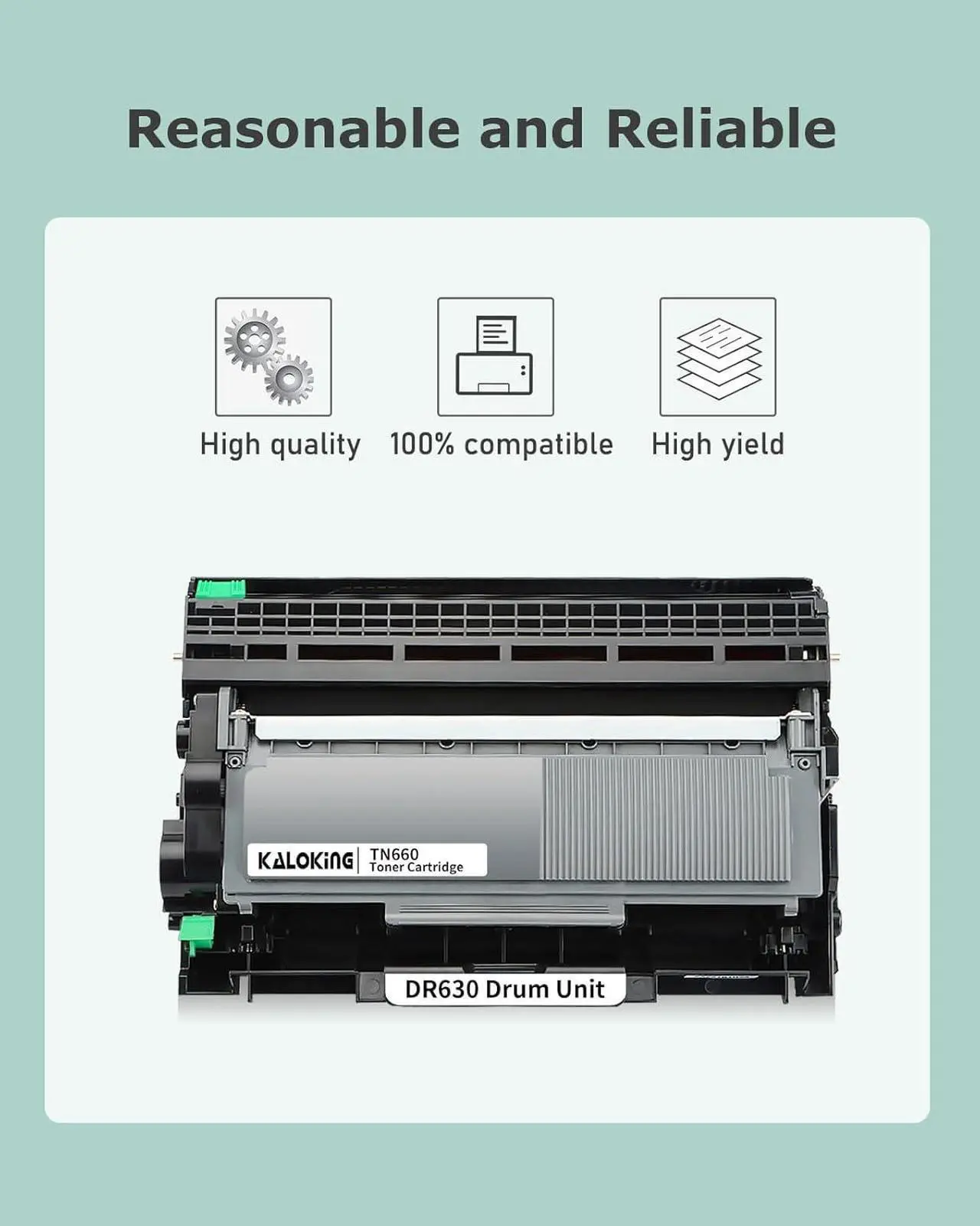 Alt view image 5 of 7 - DR630 Drum Unit TN660 Toner Cartridge Replacement for Brother DR-630 TN-660 TN630 TN-630 for HL-L2300D HL-2380DW MFC-L2700DW MFC-2740DW Printer (2 DR630 + 2 TN660,Combo Pack)