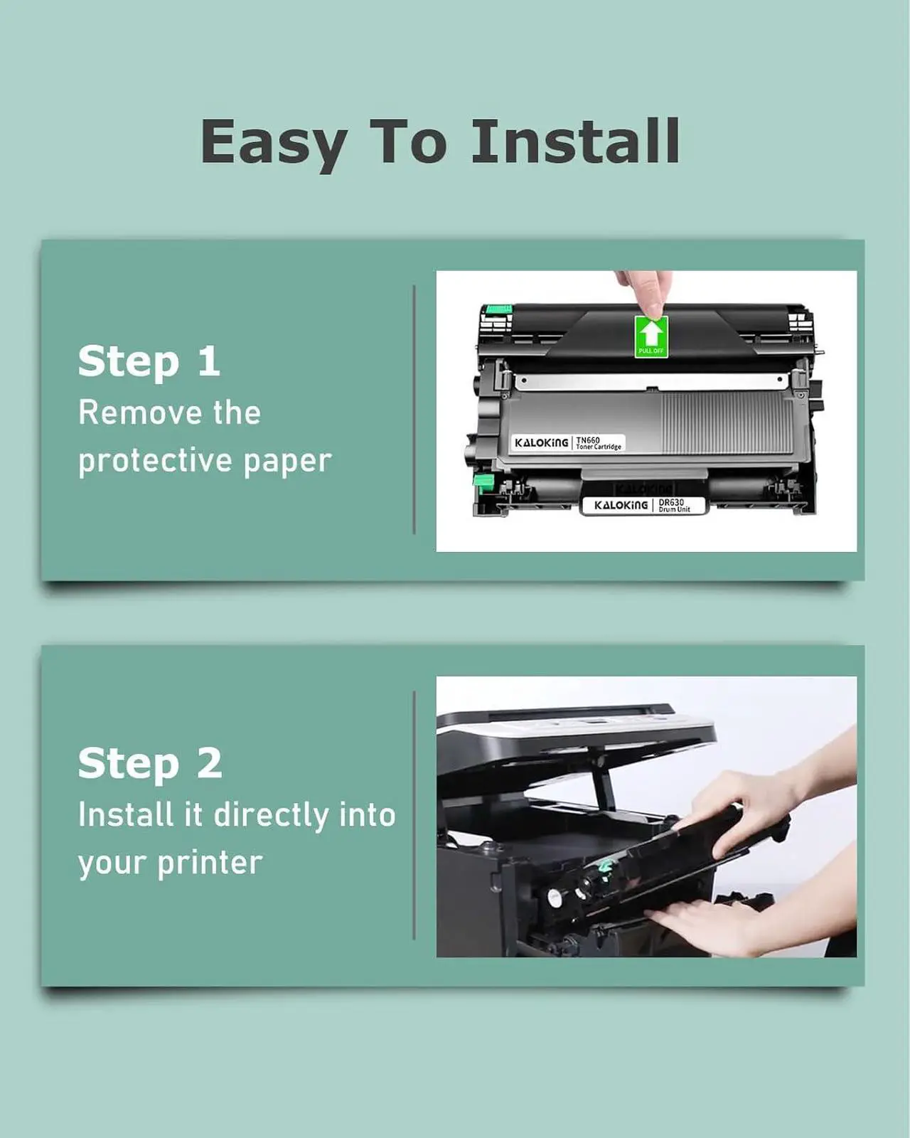 Alt view image 6 of 7 - DR630 Drum Unit TN660 Toner Cartridge Replacement for Brother DR-630 TN-660 TN630 TN-630 for HL-L2300D HL-2380DW MFC-L2700DW MFC-2740DW Printer (2 DR630 + 2 TN660,Combo Pack)