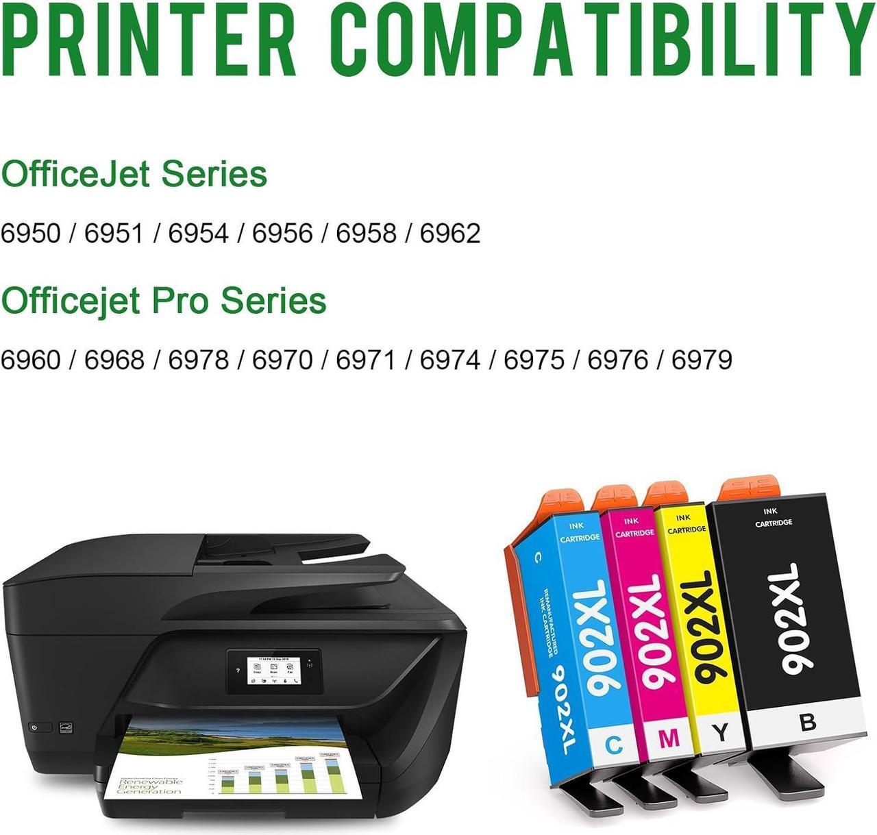 Alt view image 2 of 7 - Compatible for 902XL Ink Cartridges Combo Pack Replacement  902 Ink Cartridges Work with HP OfficeJet Pro 6978 6970 6968 6958 6960 6962 Printers (Black, Cyan, Magenta, Yellow, 4 Pack)
