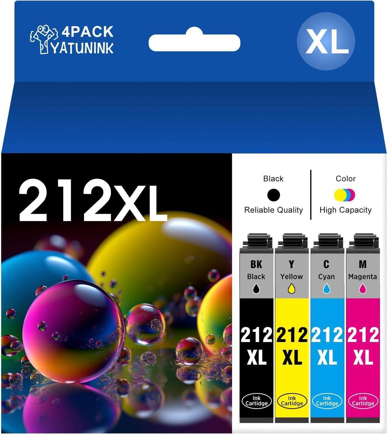 Main image of 212XL Ink Cartridge Replacement for Epson 212 Work with Epson XP-4100 Ink Cartridges, XP-4105; Workforce WF-2830, WF-2850 Printers (BK C M Y) 4 Pack