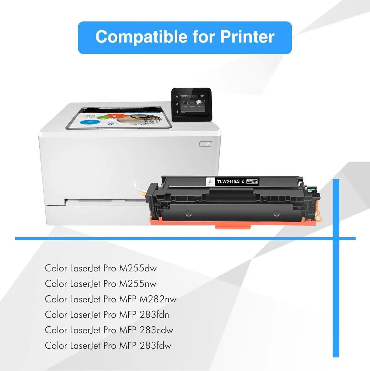 Alt view image 2 of 7 - 206A W2110A Black Toner Cartridges: 206X W2110X Compatible Replacement for HP 206A 206X Black Toner Color Pro MFP M283fdw M283cdw M255dw M283 M255 Printer High Yield Toner (1 Pack)