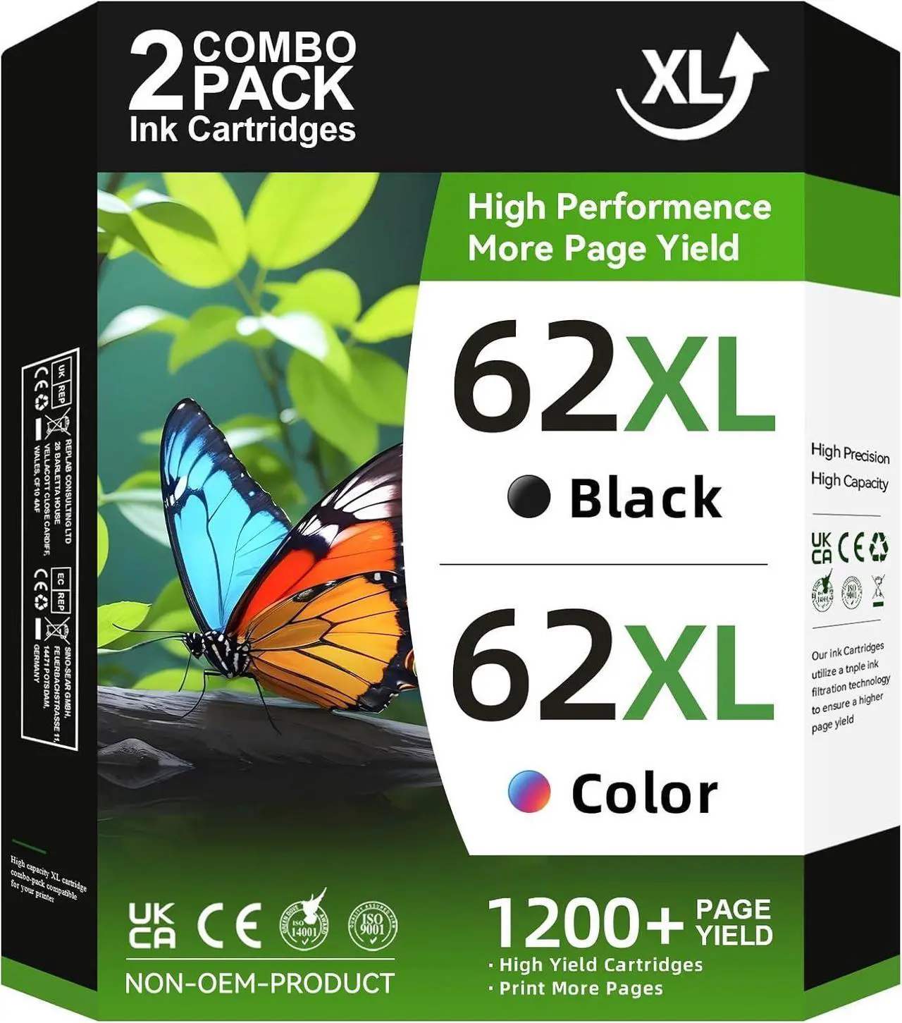 Main image of Printer Ink 62 XL for HP Ink 62XL Combo Pack High Yield for HP 62 XL for Envy 7640 5660 5540 7645 for OfficeJet 5740 8040 for OfficeJet Mobile 200 250 Printer(1 Black 1 Color)