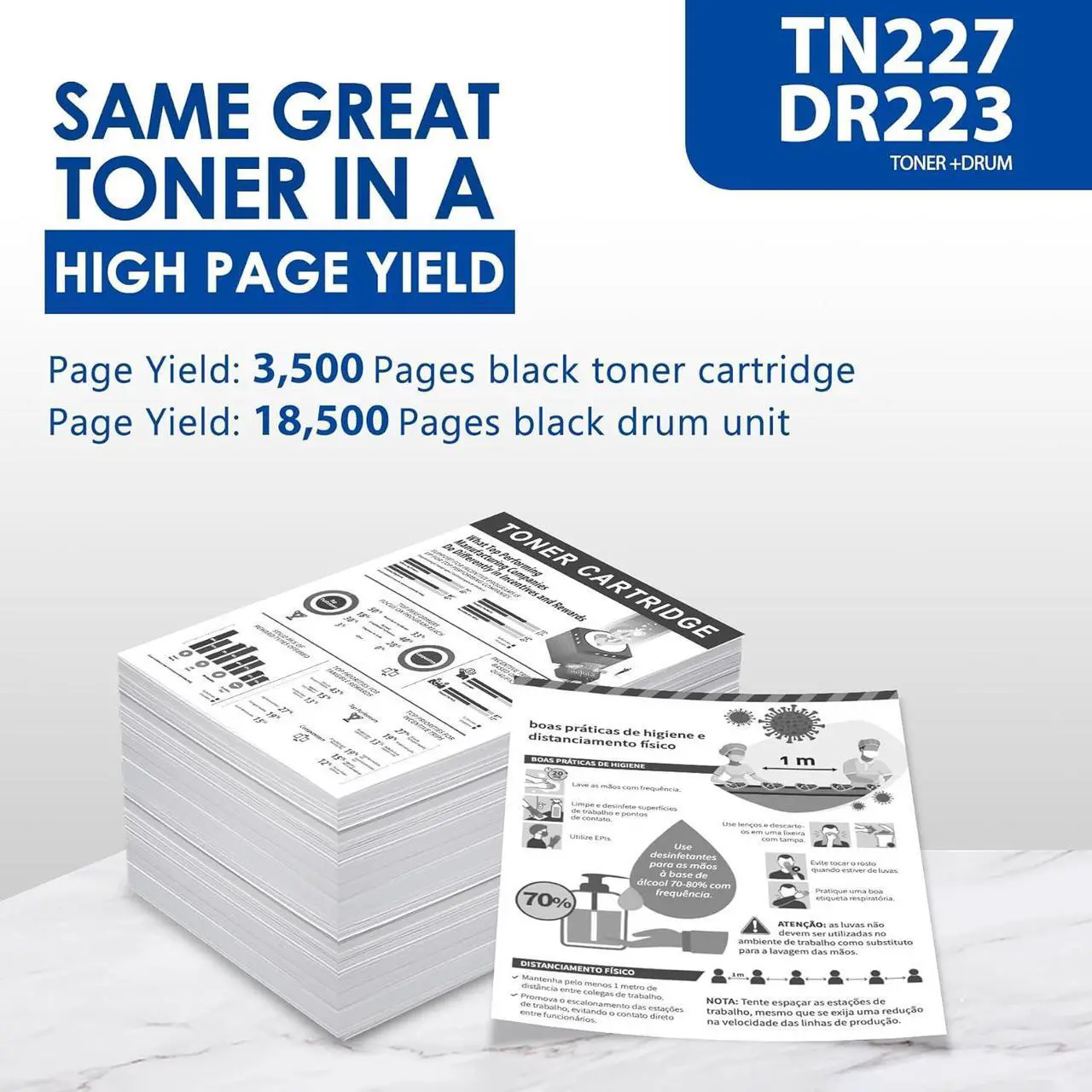 Alt view image 3 of 7 - 2 Black TN227 High Yield Toner Cartridge DR223CL Drum Unit Replacement for Brother TN-227 TN227BK DR223CLBK DR-223CL for MFC-L3710CW MFC-L3770CDW MFC-L3750CDW HL-3230CDW Printer (1Toner+1Drum)