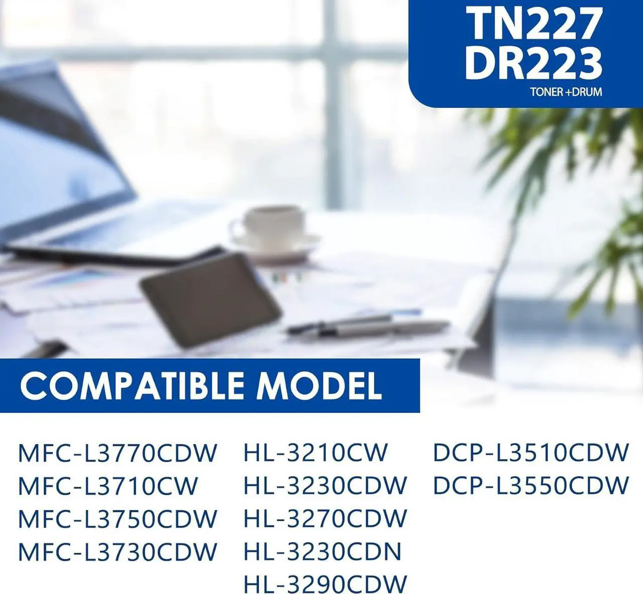 Alt view image 2 of 7 - 2 Black TN227 High Yield Toner Cartridge DR223CL Drum Unit Replacement for Brother TN-227 TN227BK DR223CLBK DR-223CL for MFC-L3710CW MFC-L3770CDW MFC-L3750CDW HL-3230CDW Printer (1Toner+1Drum)