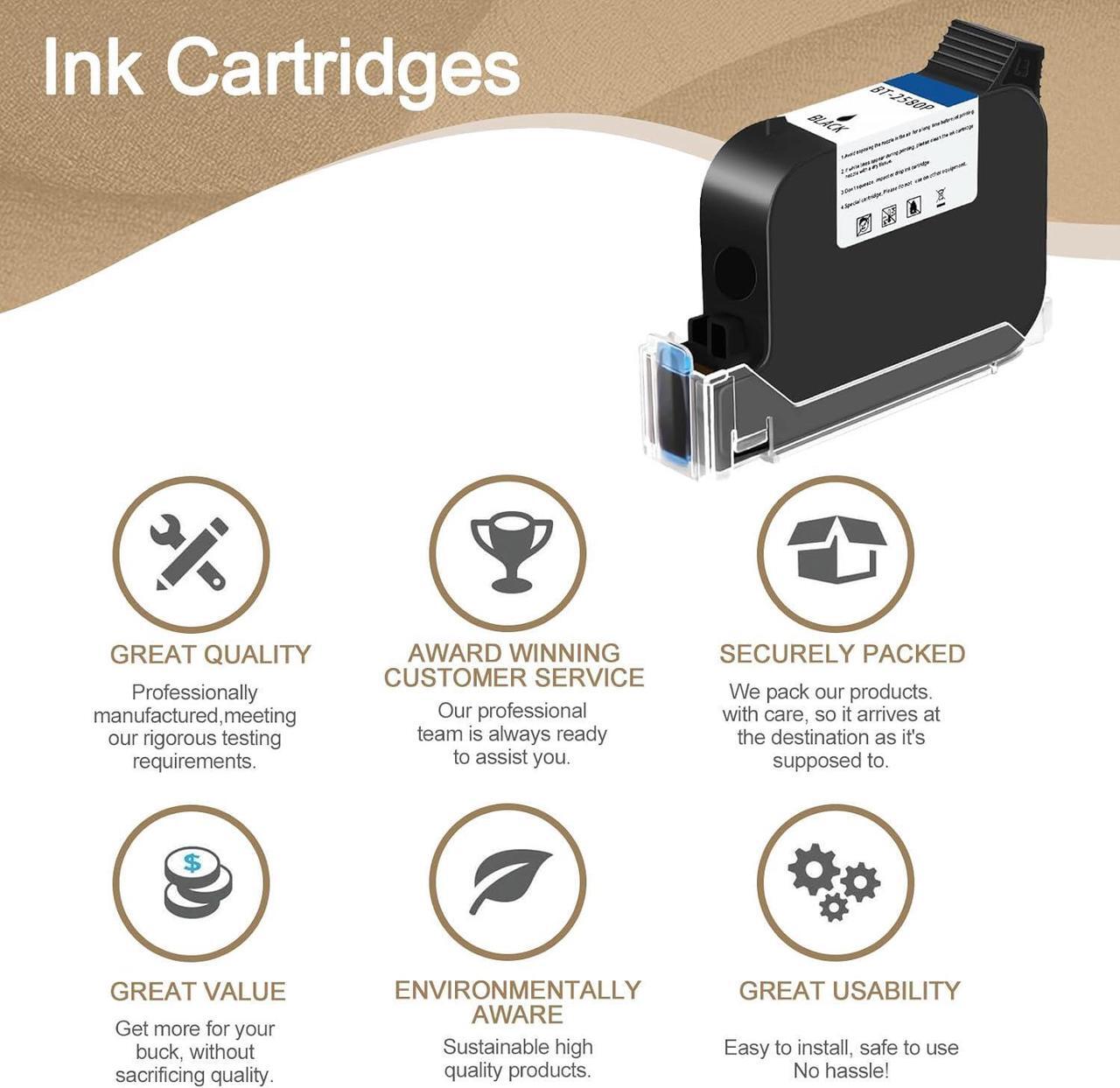 Alt view image 6 of 6 - 42ml Quick-Dry Ink Cartridge, Replacement for 0.5inch/12.7mm Portable Handheld Inkjet Printer Mini Inkjet Printer for All Model (Black)