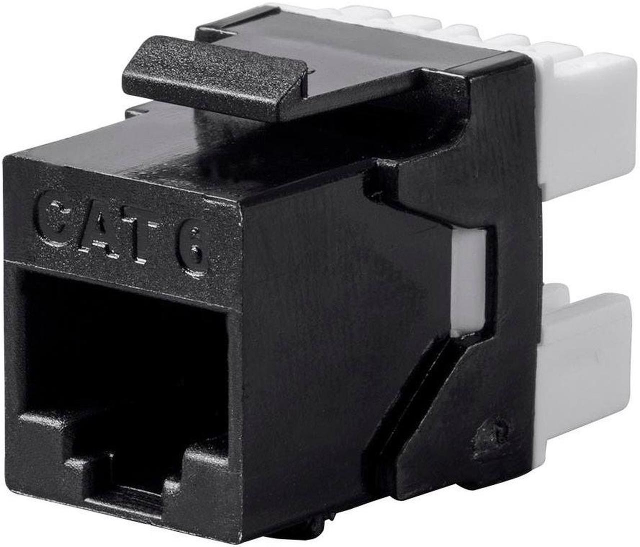 Monoprice Cat6 RJ-45 180-Degree Punch Down Keystone Dual IDC, Black